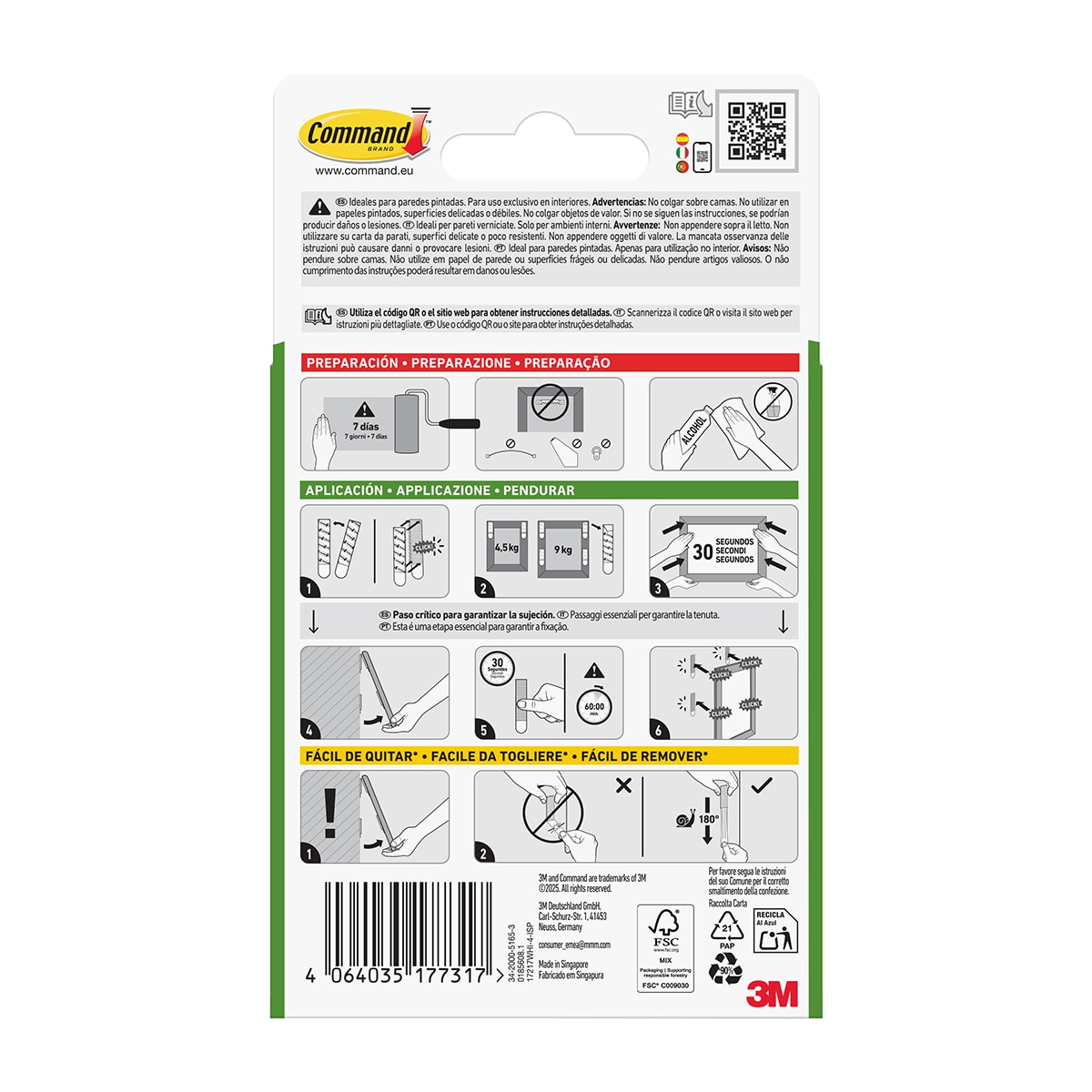 Command™ Tiras para colgar cuadros, blancas, extragrandes para objetos pesados de hasta 9 kg. 4 pares Blanco-10