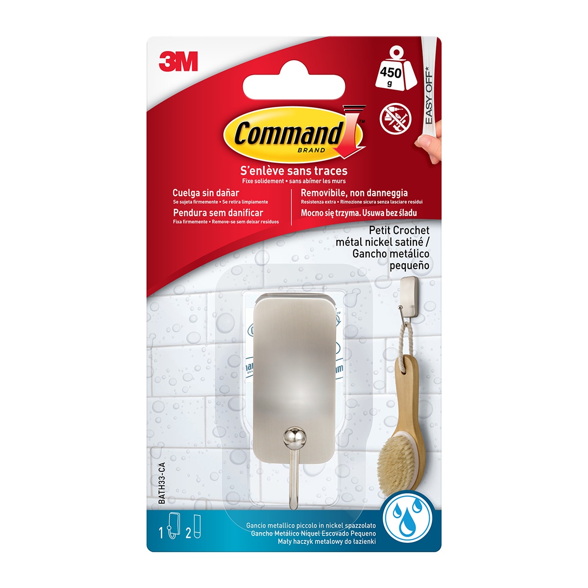 Imagen 0 de Command™ Gancho pequeño de color níquel satinado para baño