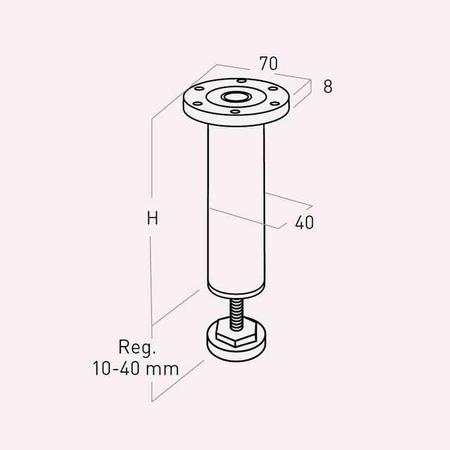 Pata Regulable Aluminio Redonda Aluminio mate-3