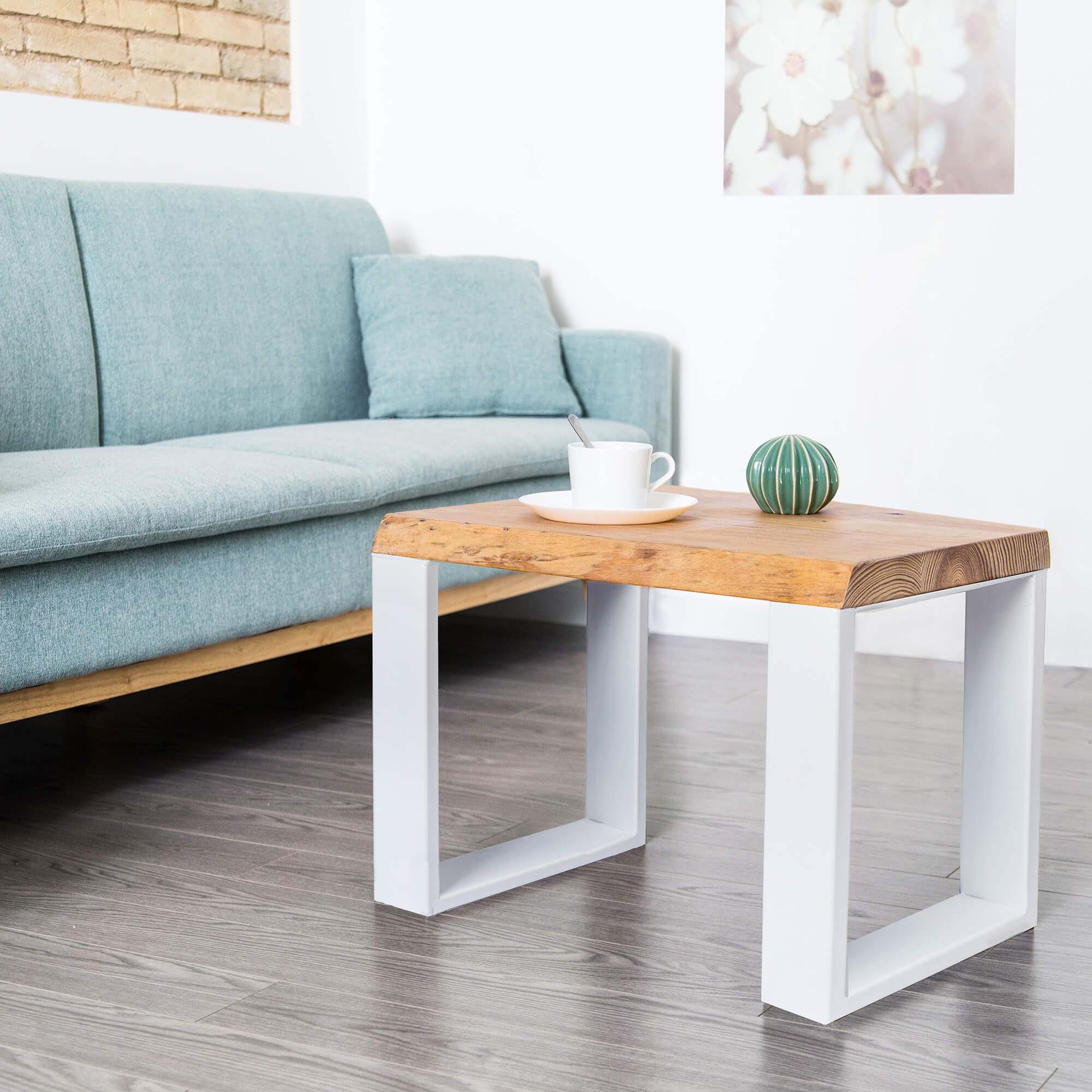 Pata Fija Soporte Acero Cuadrado Estilo Industrial S para Mesa Blanco-3