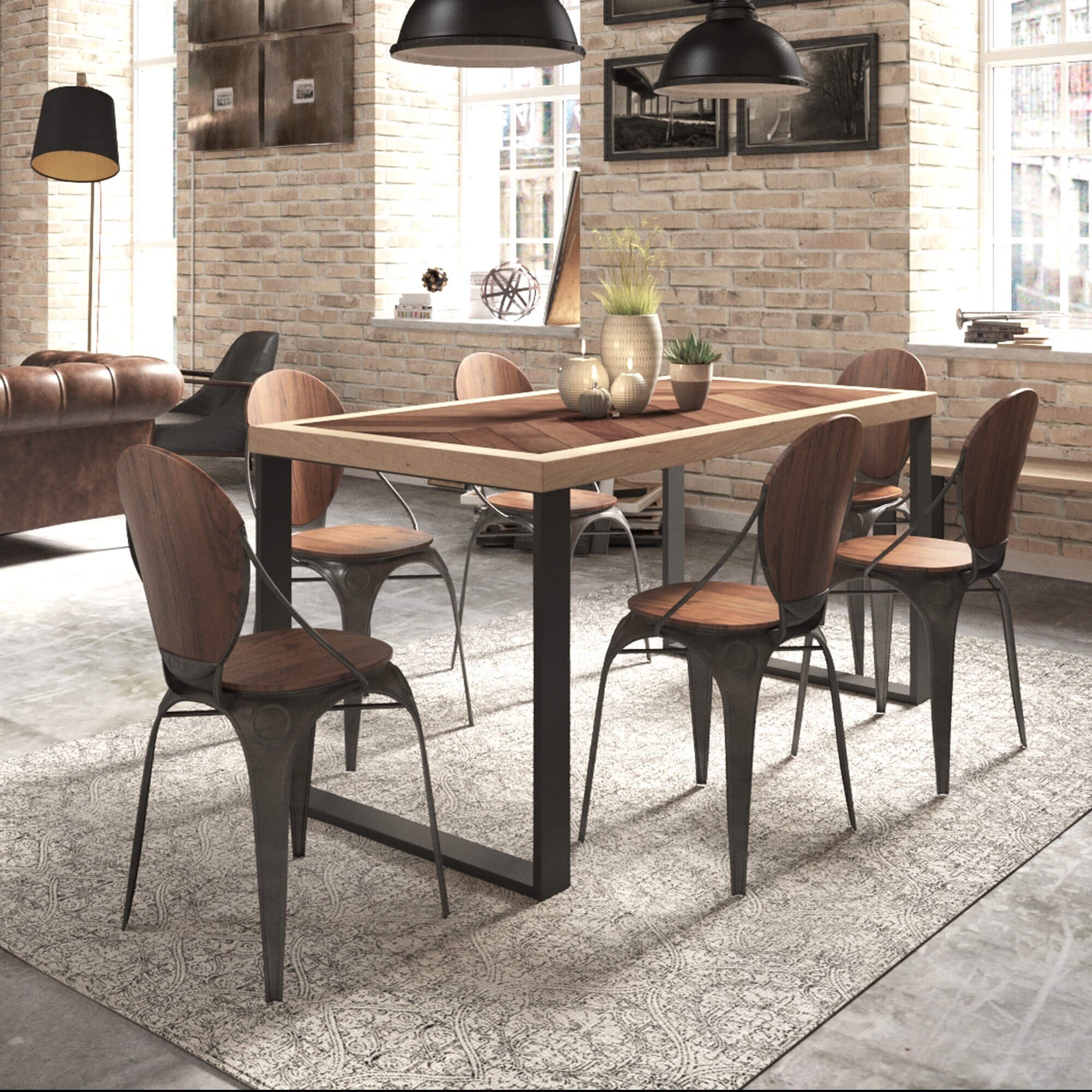 Pata Fija Soporte Cuadrado Acero Estilo Industrial L para Mesa Negro-3