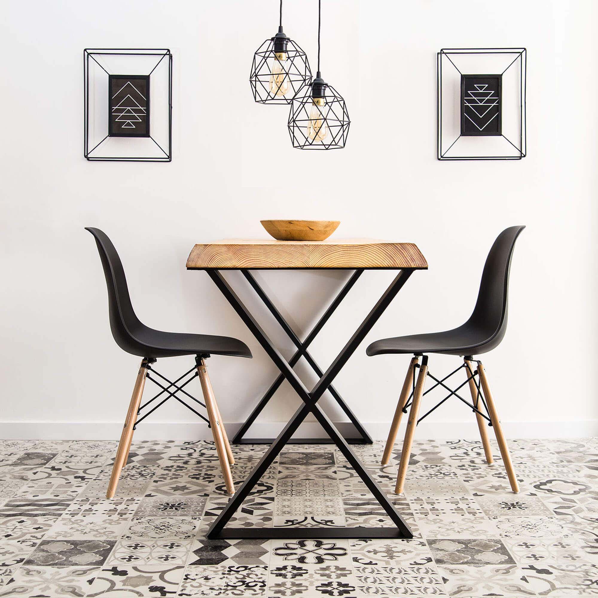 Pata Fija Soporte en Aspa Acero Estilo Industrial S para Mesa Negro-3