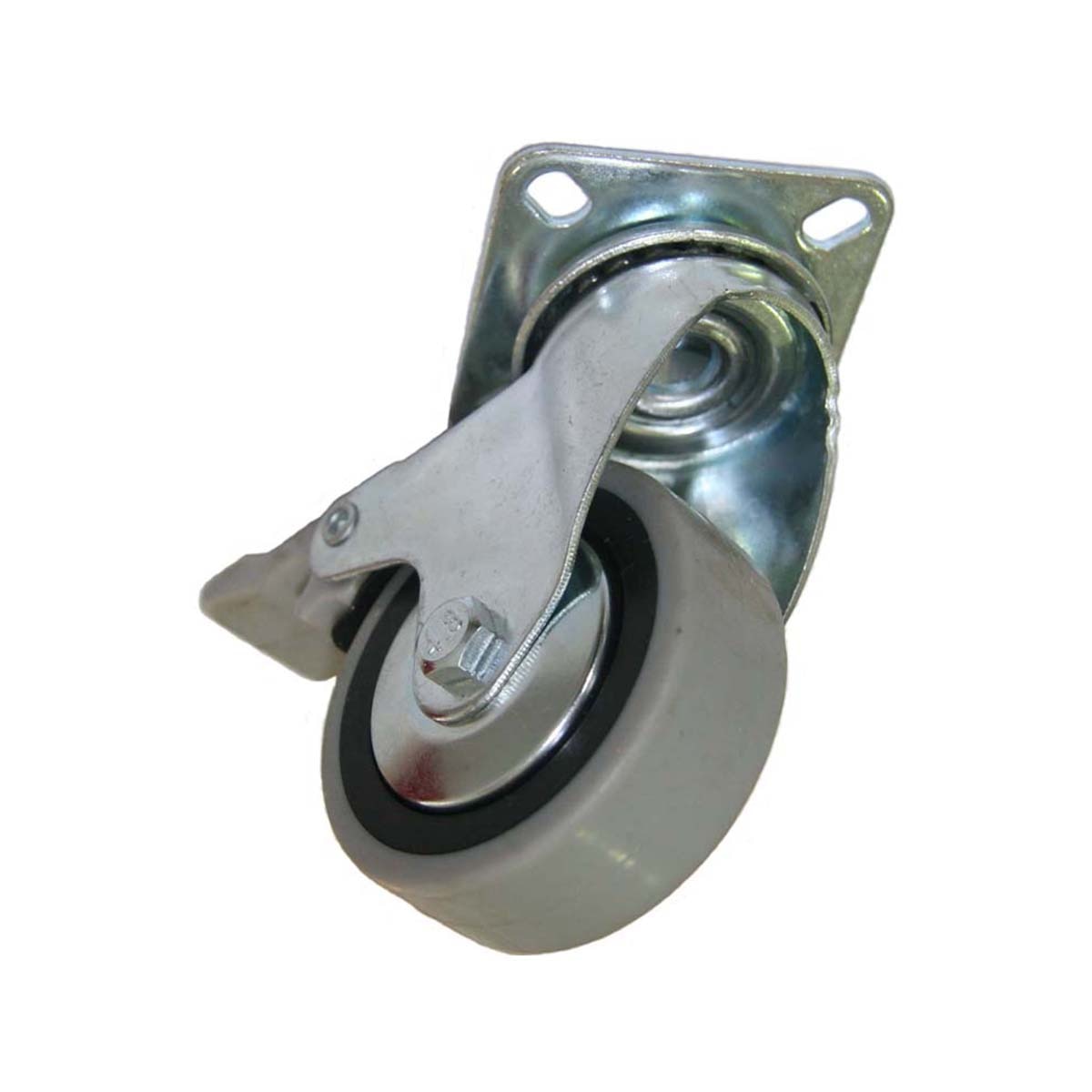 Imagen 0 de Rueda Goma Gris con Freno para Muebles Ø 60 mm