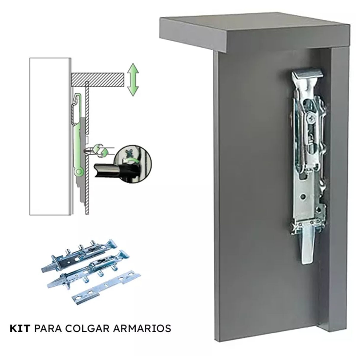 Kit Colgador Oculto Graduable para Armarios Zincado-3