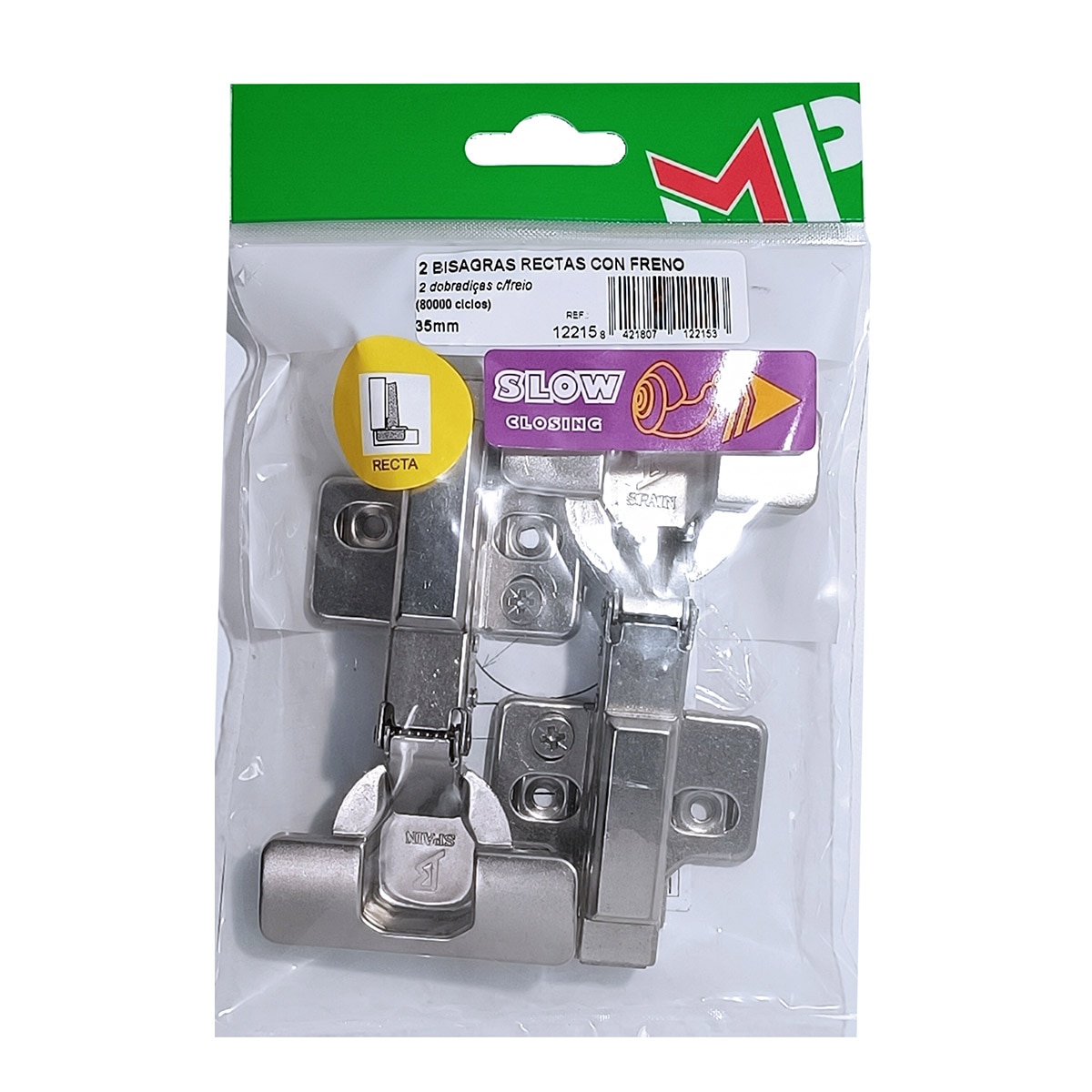 2 Bisagras Cazoleta Clip 35 mm con Freno y Triple Regulación Zincado-7