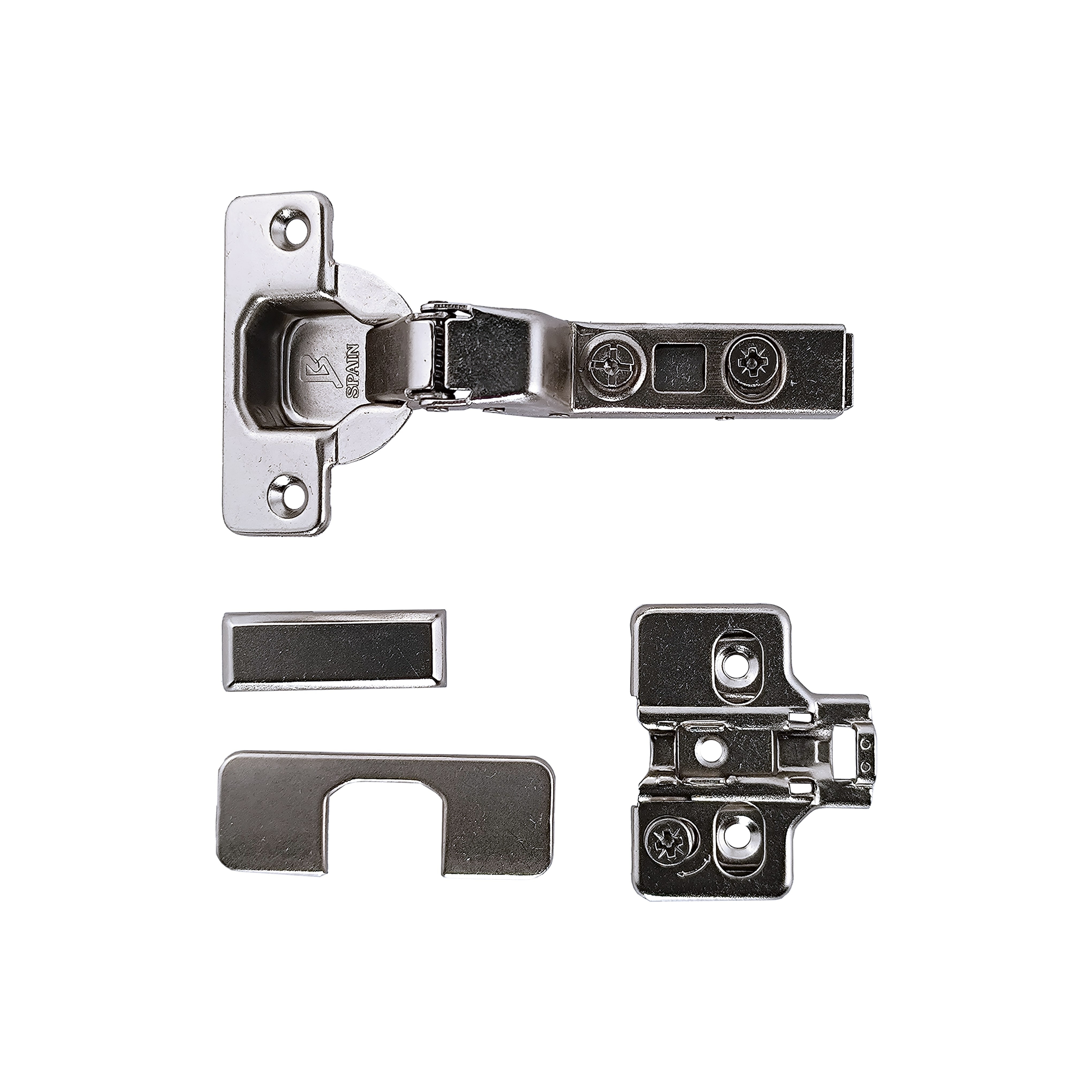 2 Bisagras Cazoleta Clip Súper Acodadas 35 mm con Freno y Triple Regulación Zincado-5