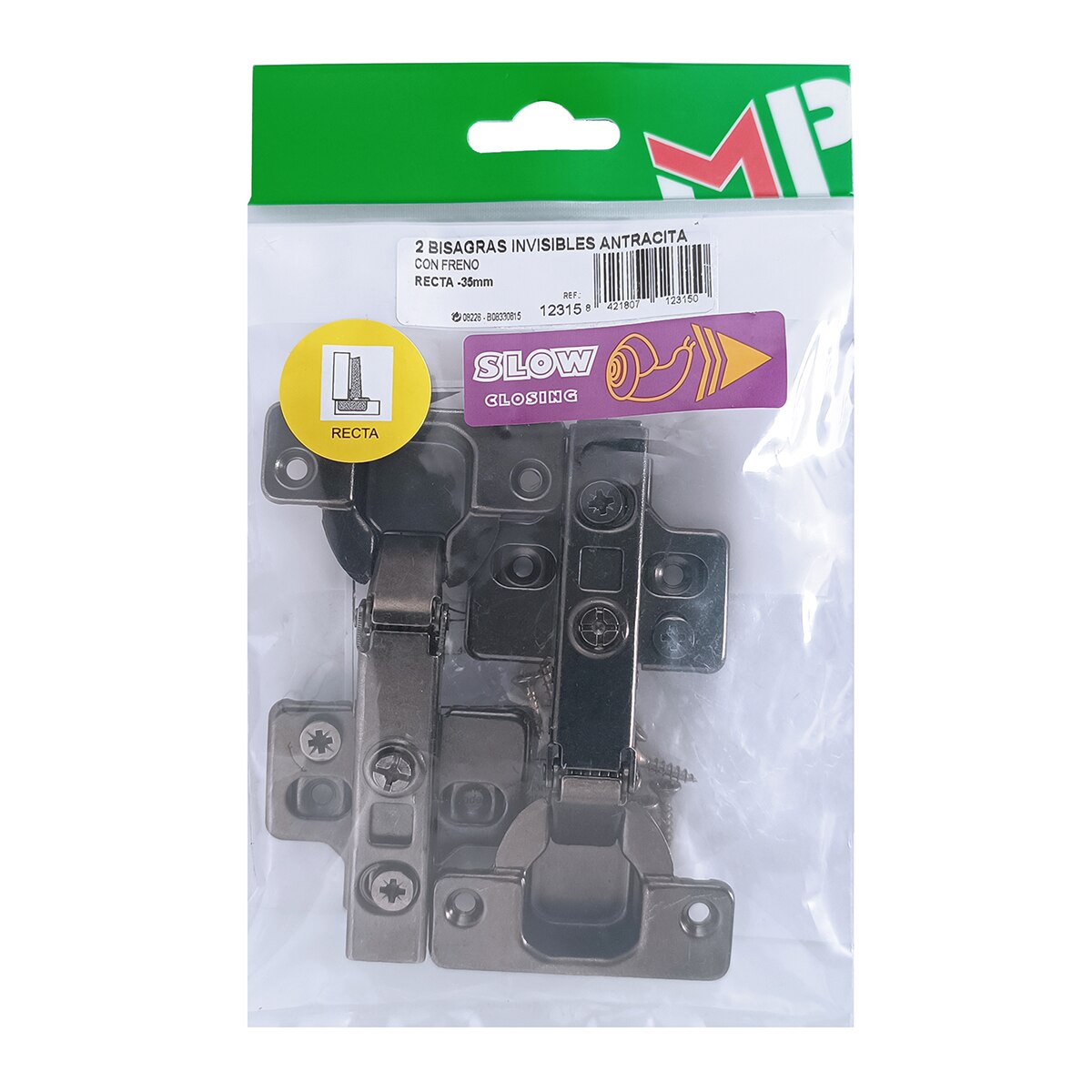 2 Dobradiças de Copo Clip 35 mm com Travão e Ajuste Triplo Antracite-7