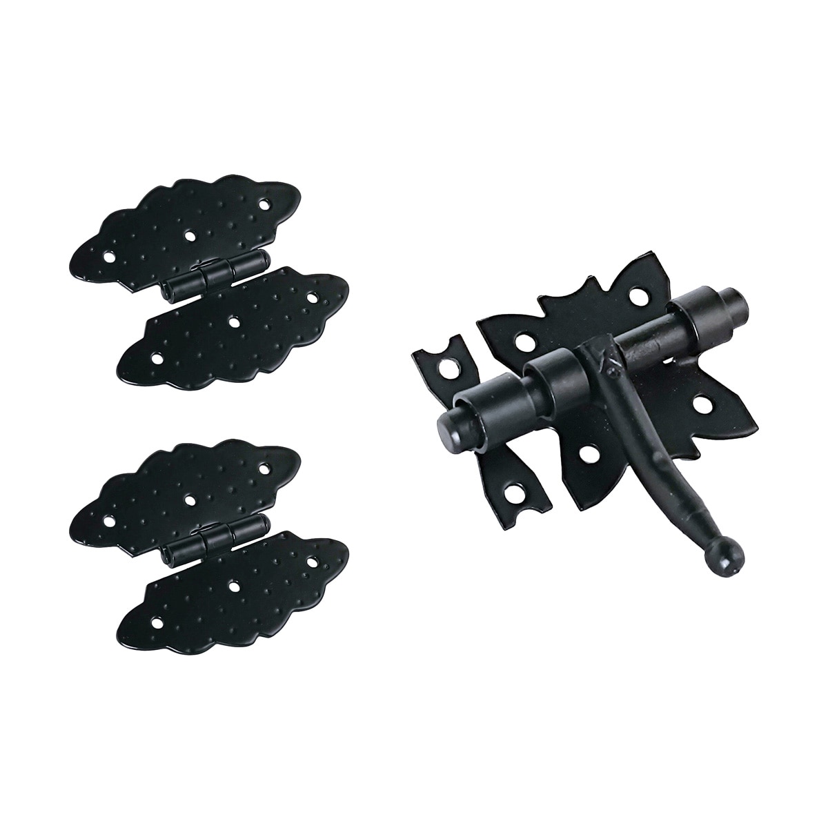 Kit 2 Bisagras Mariposa para Baúl + Pasador Negro Negro-1