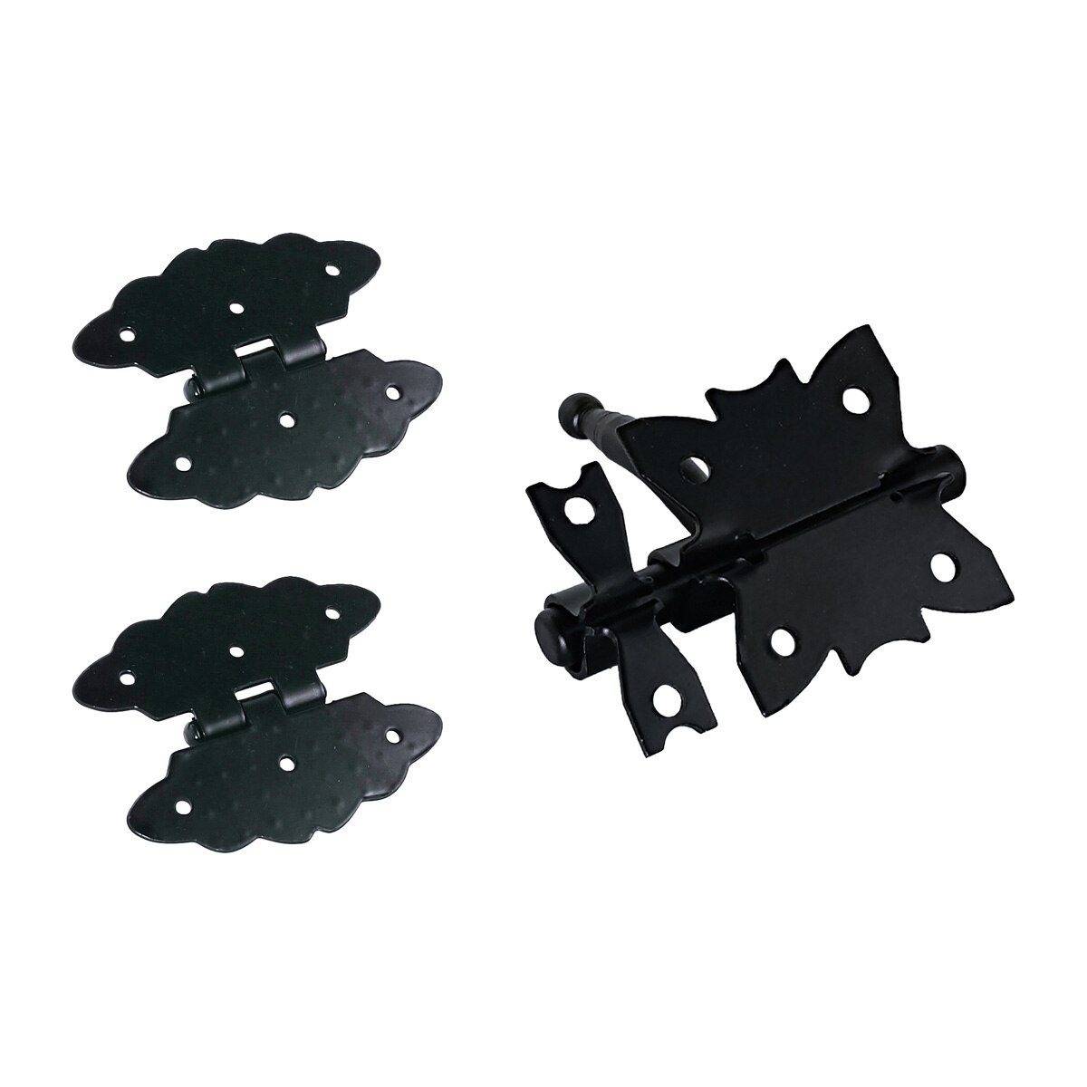 Kit 2 Bisagras Mariposa para Baúl + Pasador Negro Negro-2