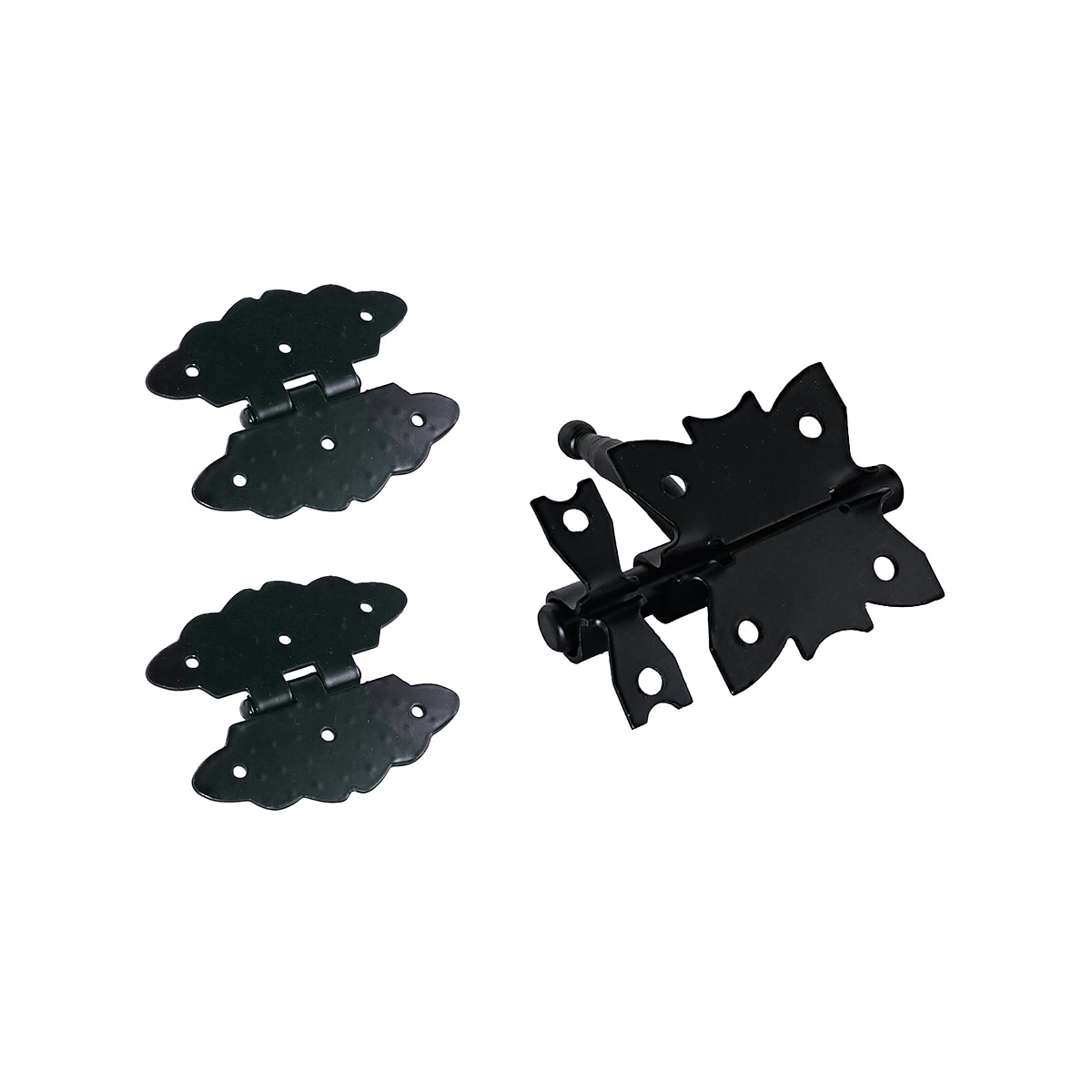Kit 2 Bisagras Mariposa para Baúl + Pasador Negro Negro-3