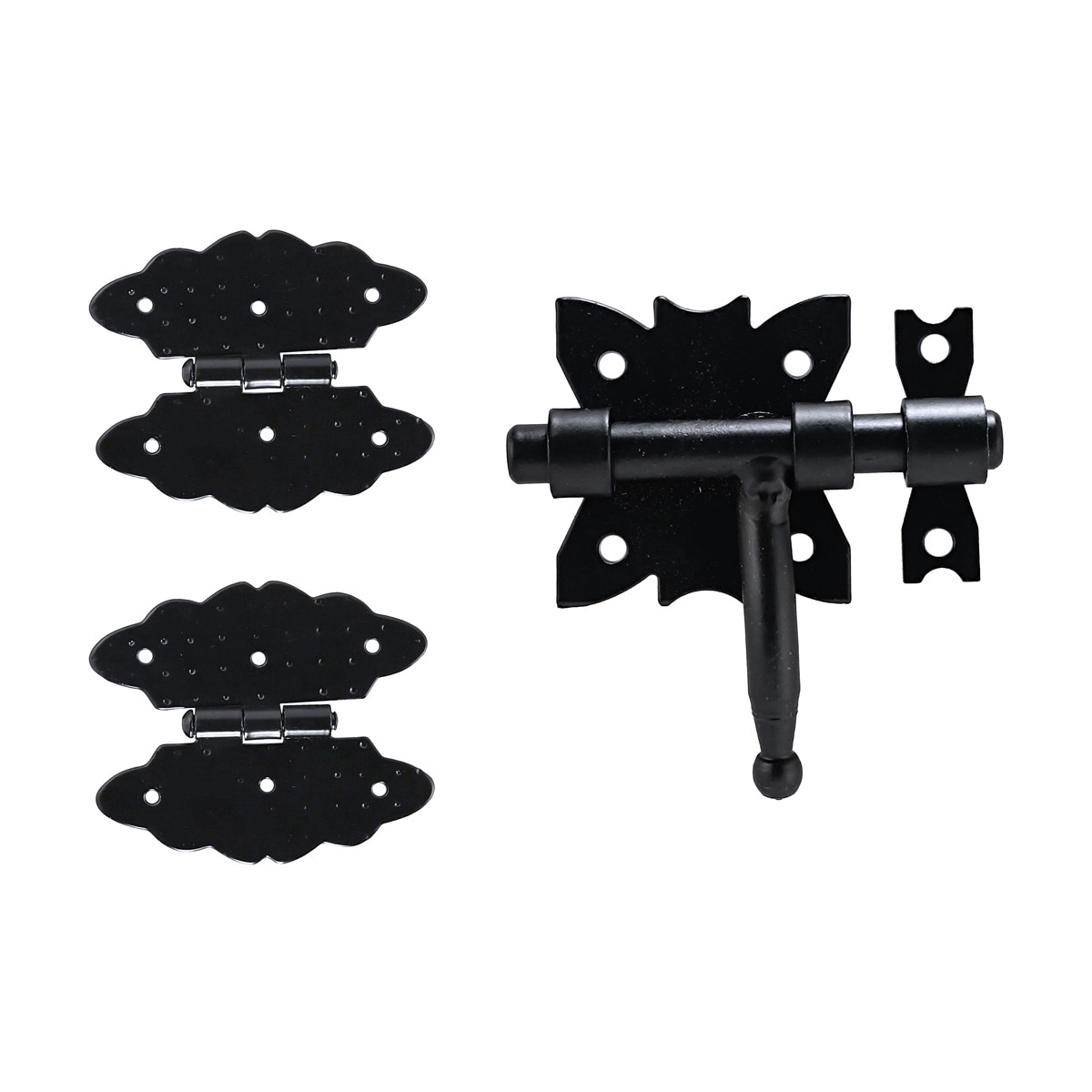 Kit 2 Bisagras Mariposa para Baúl + Pasador Negro Negro-4