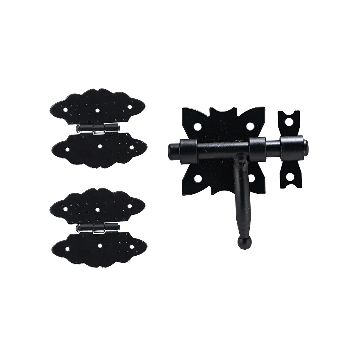 Kit 2 Bisagras Mariposa para Baúl + Pasador Negro Negro-5