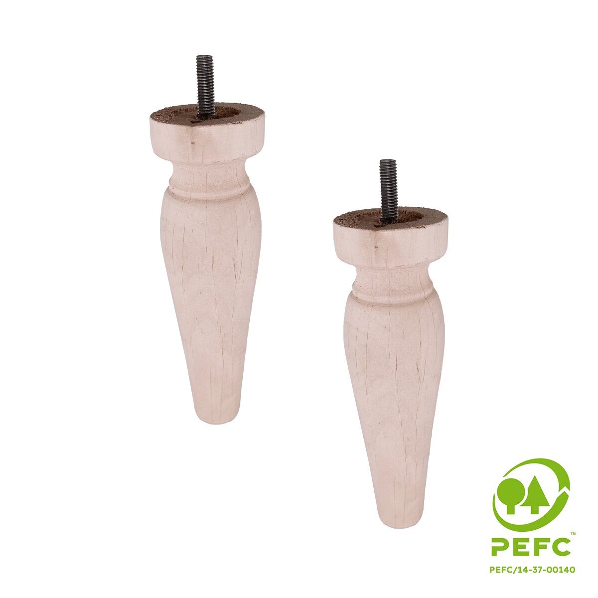 Pack 2 Patas Madera de Haya Roscadas M8 Haya-2