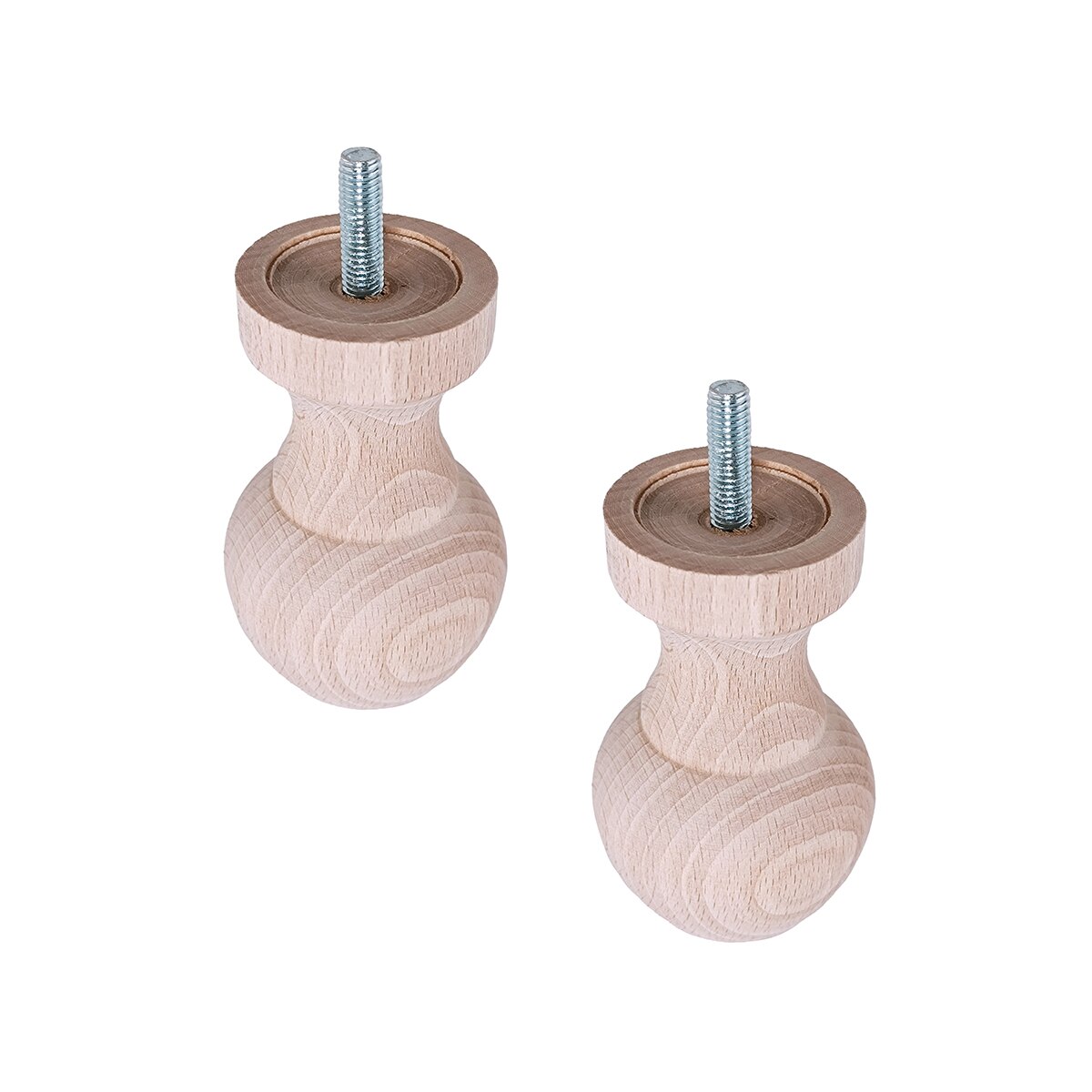 Pack 2 Patas Madera de Haya Roscadas M8 Haya-3