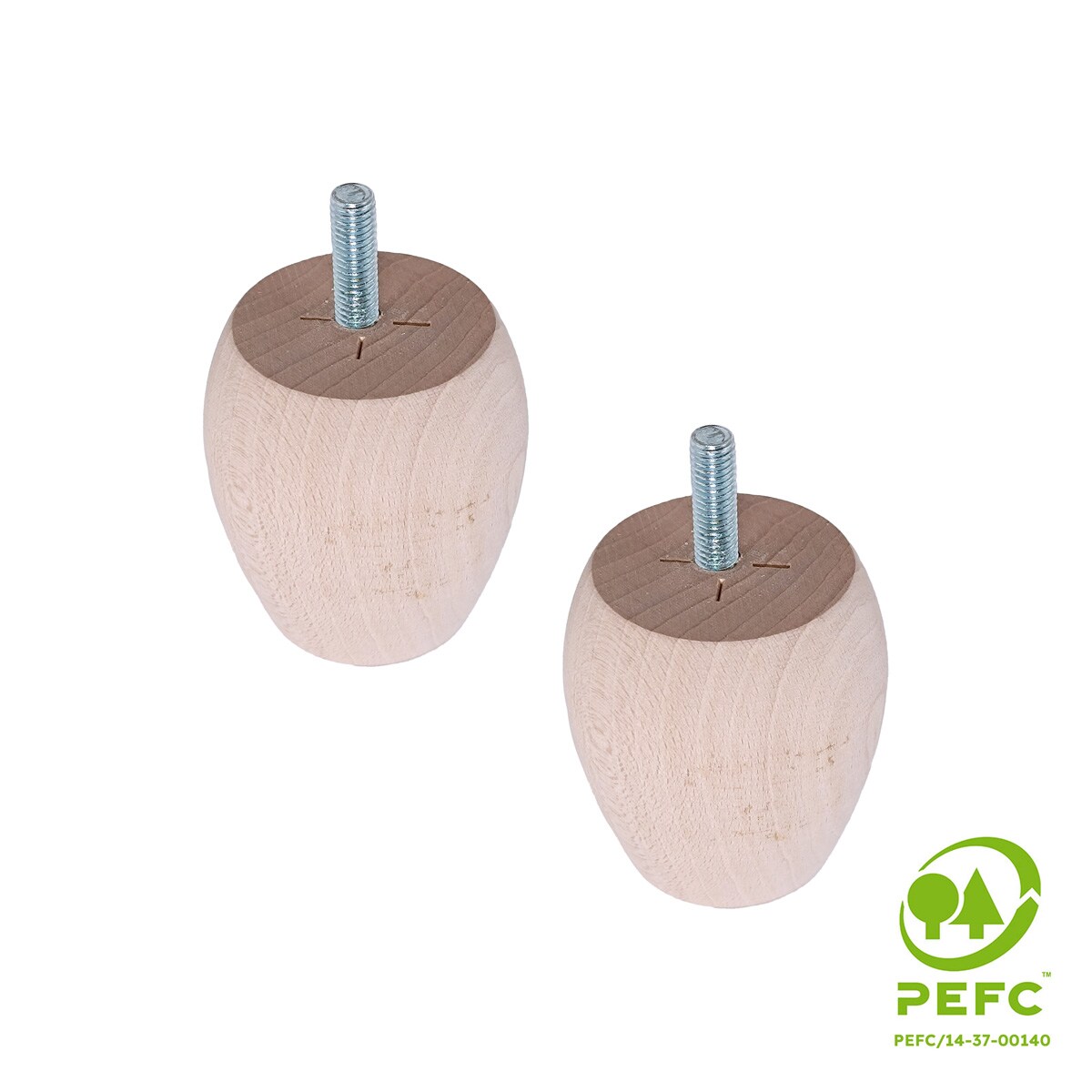 Pack 2 Patas Madera de Haya Roscadas M8 Haya-2