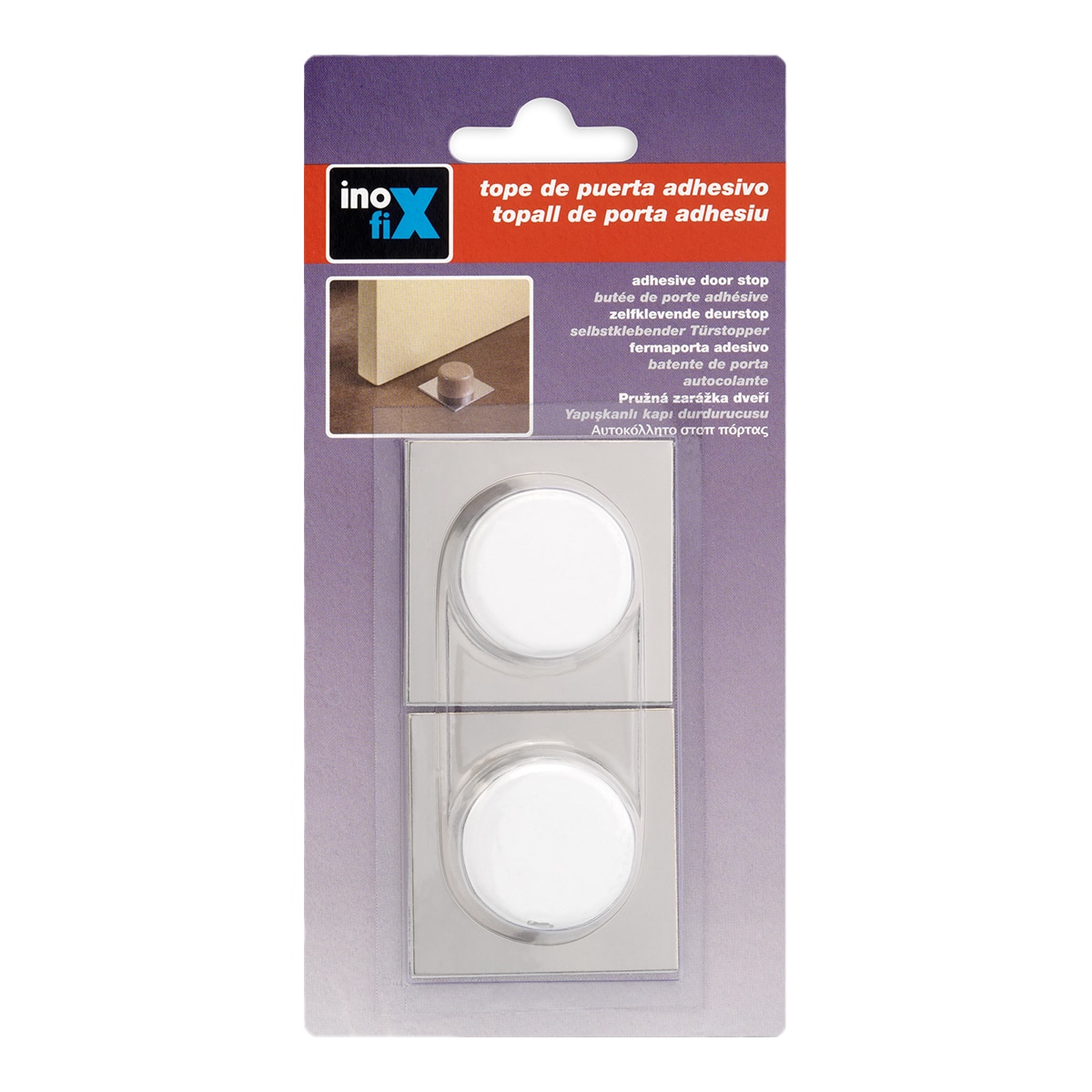Tope Adhesivo PVC Base Metálica 2 Uds Blanco-2