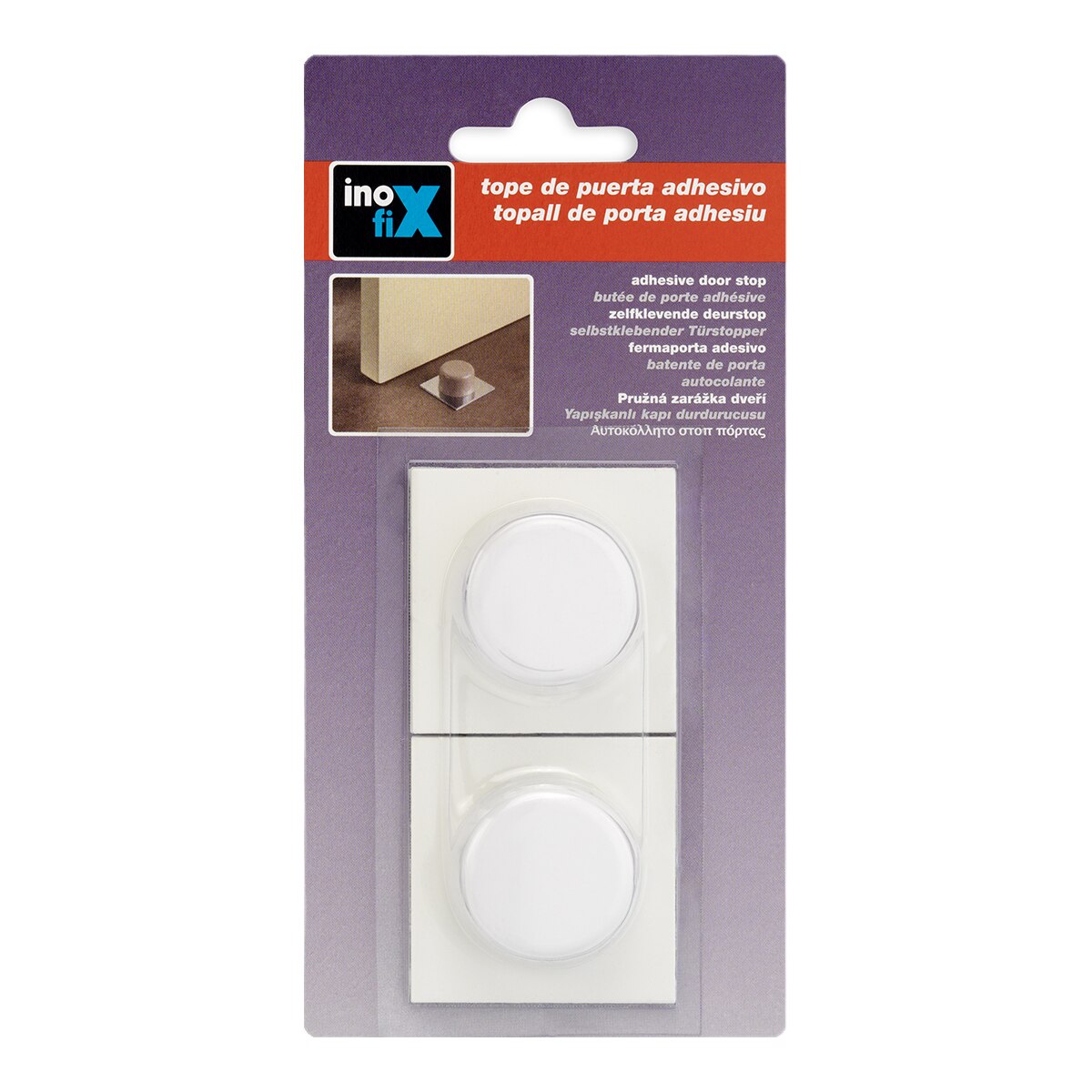 Tope Adhesivo PVC Base Metálica Lacada 2 Uds Blanco-2