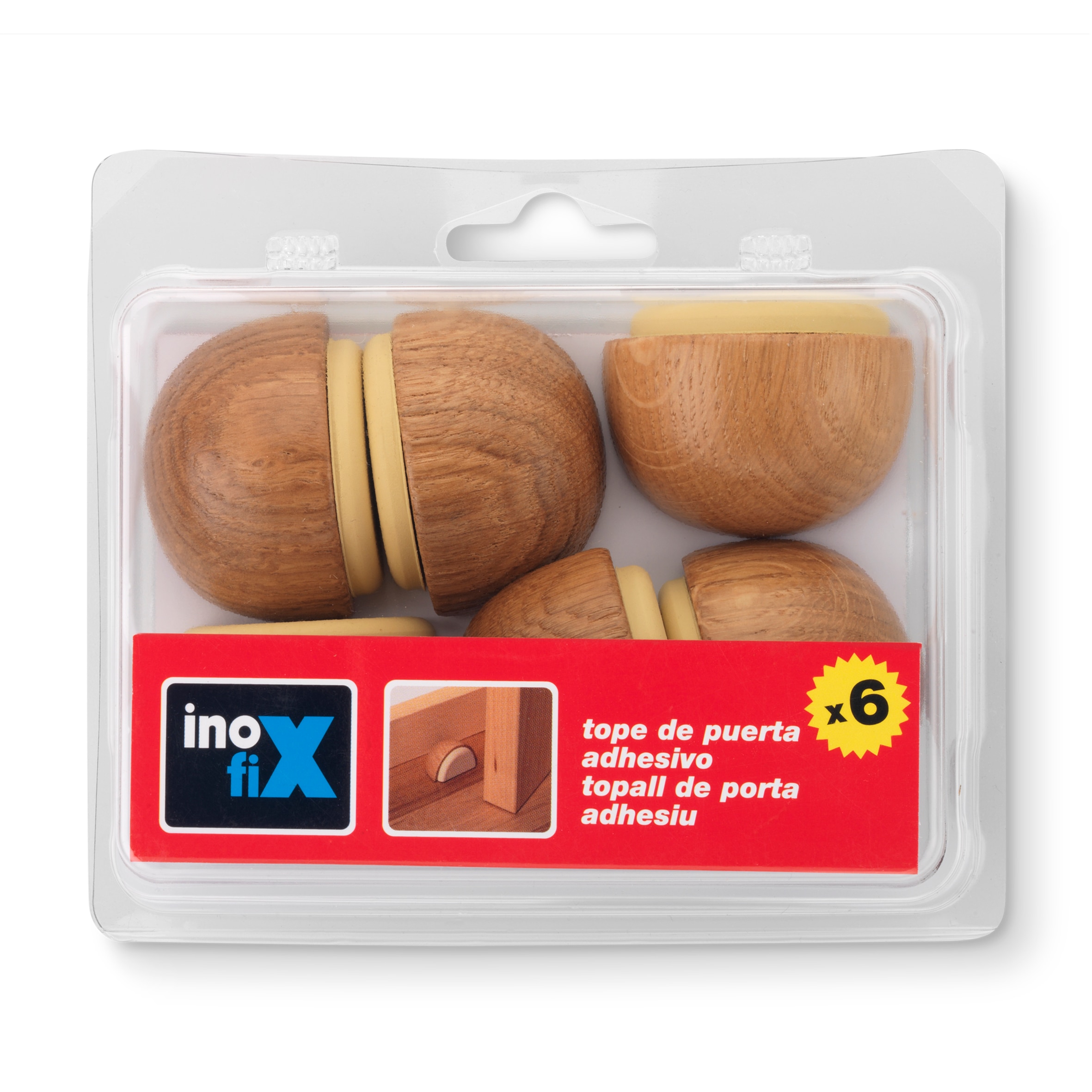 Tope Adhesivo Madera Media Luna 6 Uds Roble-2