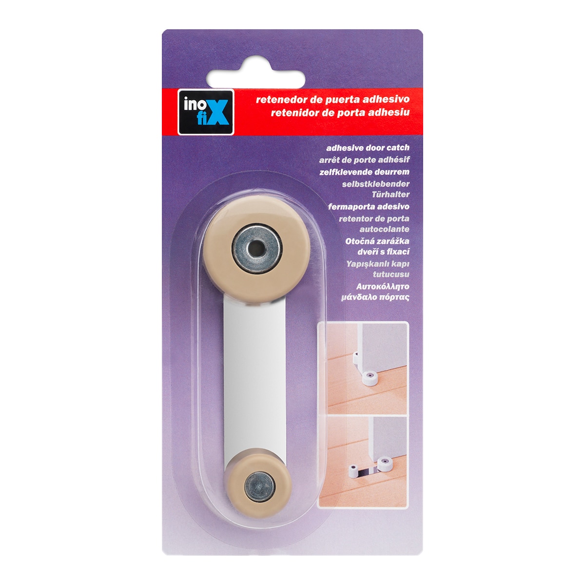 Tope Adhesivo Retenedor Giratorio Metálico Beige-2