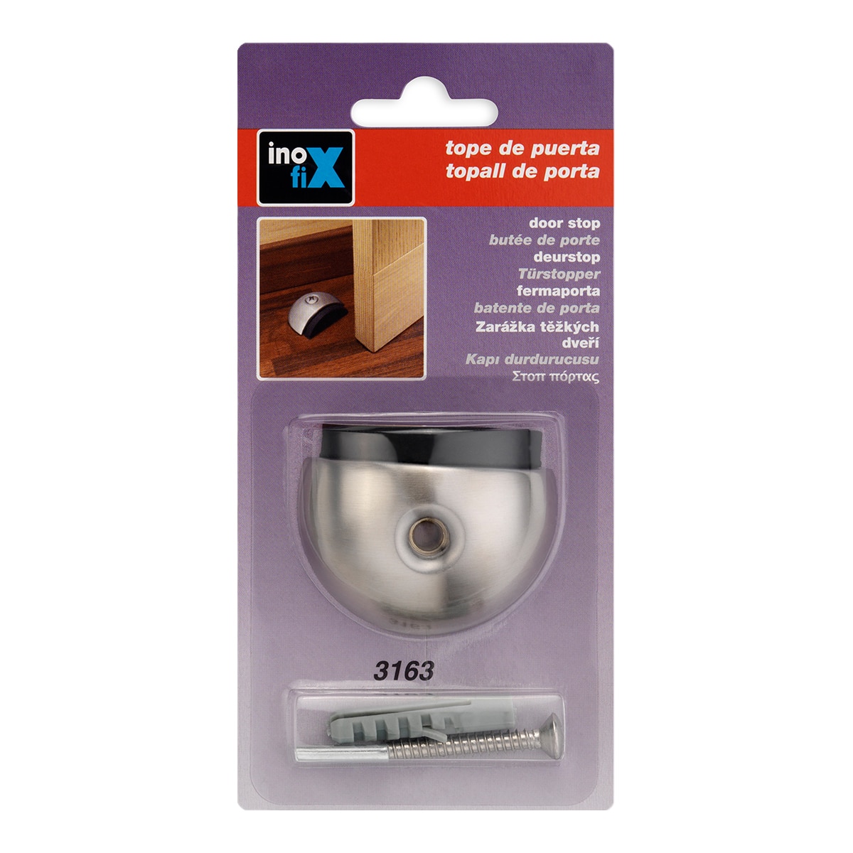 Tope Puerta Semiesférico Amortiguador Caucho Acero Inox-2
