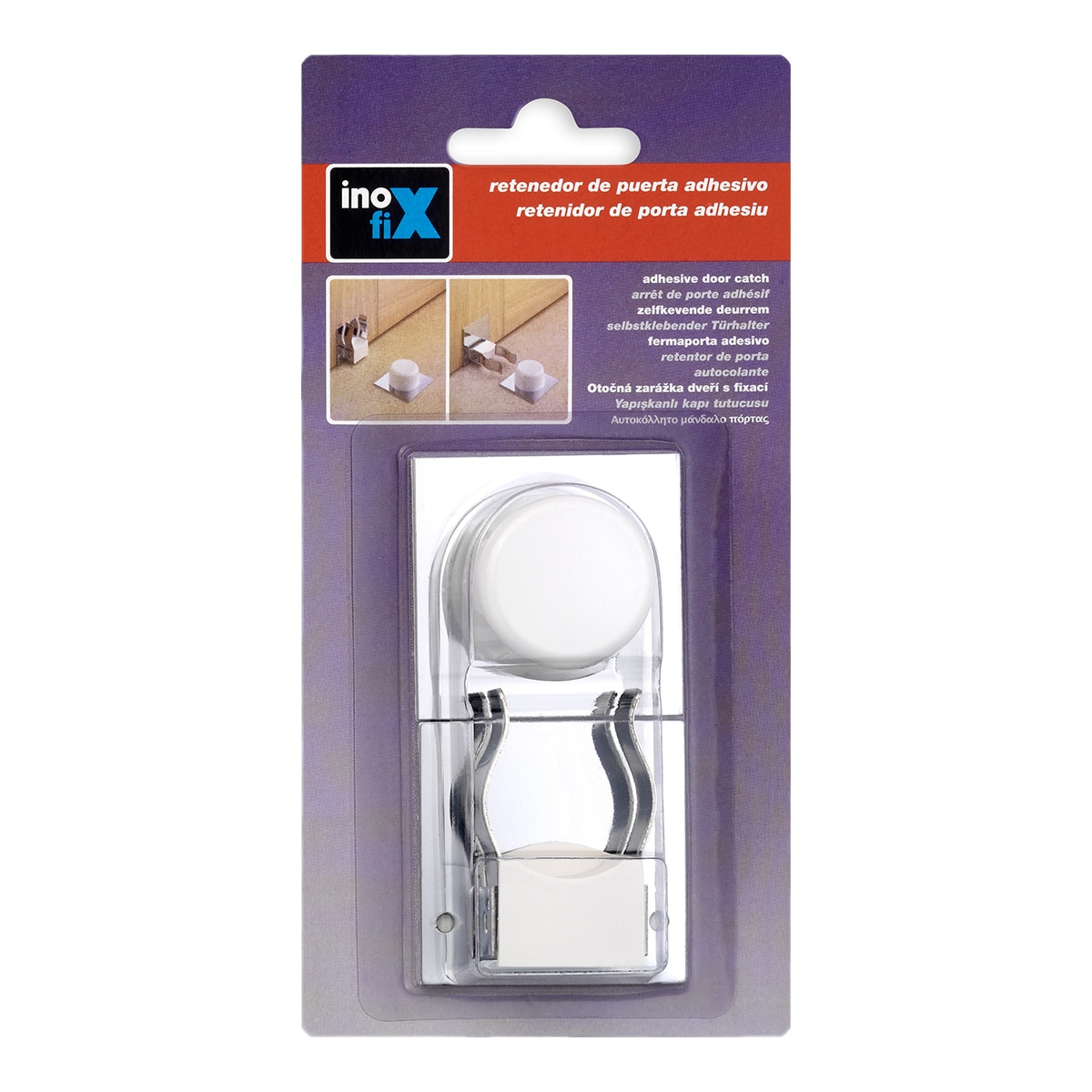 Tope Adhesivo Retenedor Pinza Metálica Blanco-2