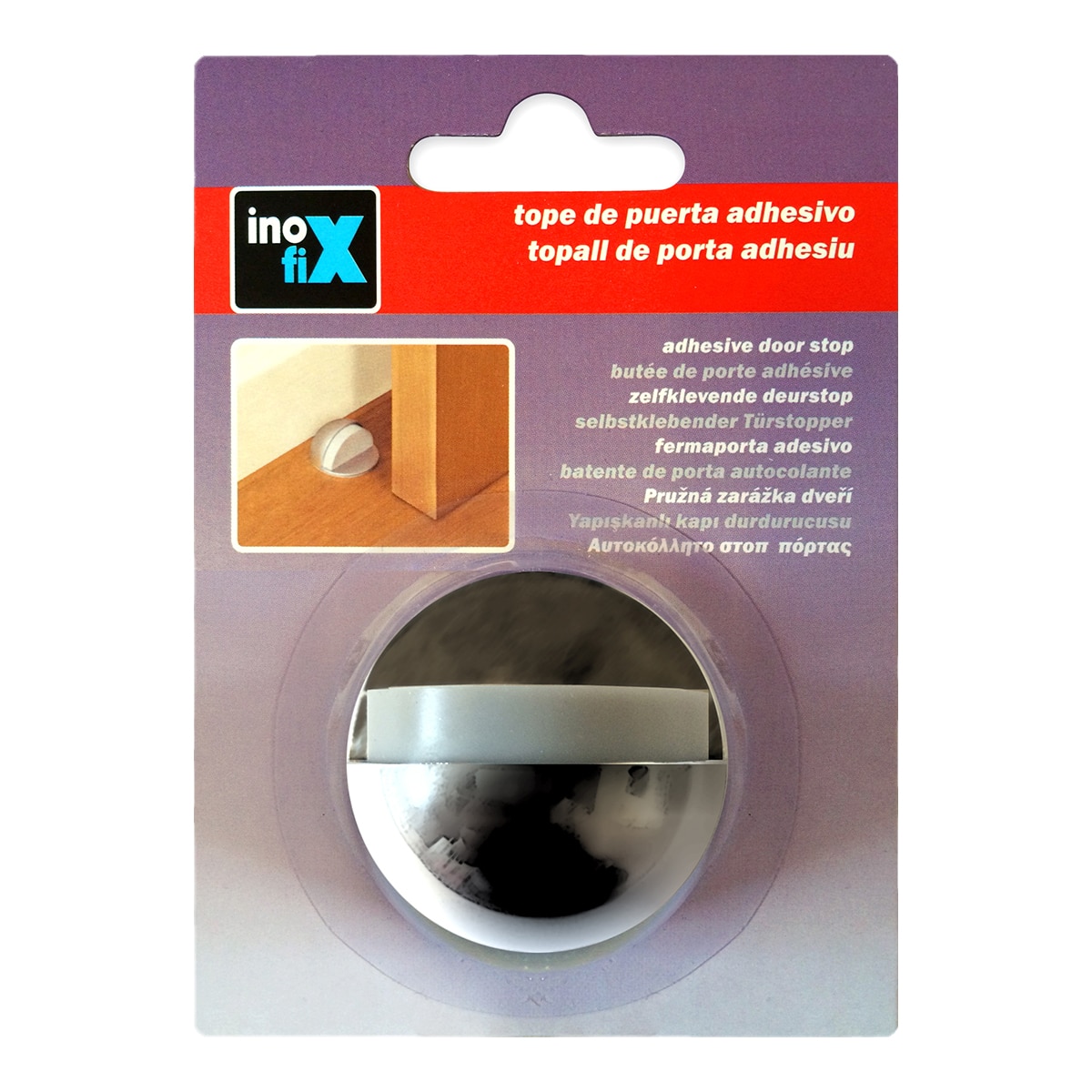 Tope Adhesivo Metálico Zamak Cromo-2