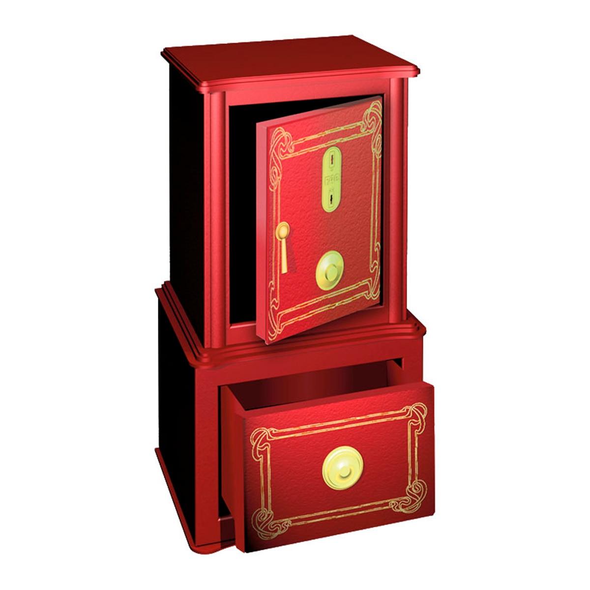 Caja Fuerte Decorativa de Época con Sistema Integral y Llave Granate-1
