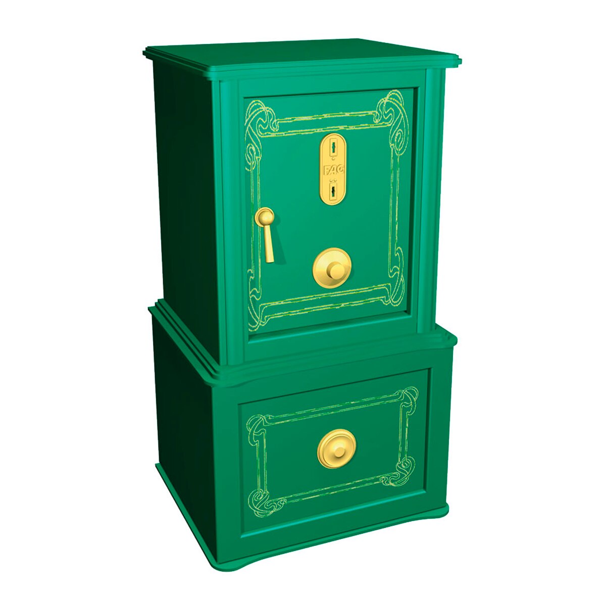 Caja Fuerte Decorativa de Época con Sistema Integral y Llave Verde-1
