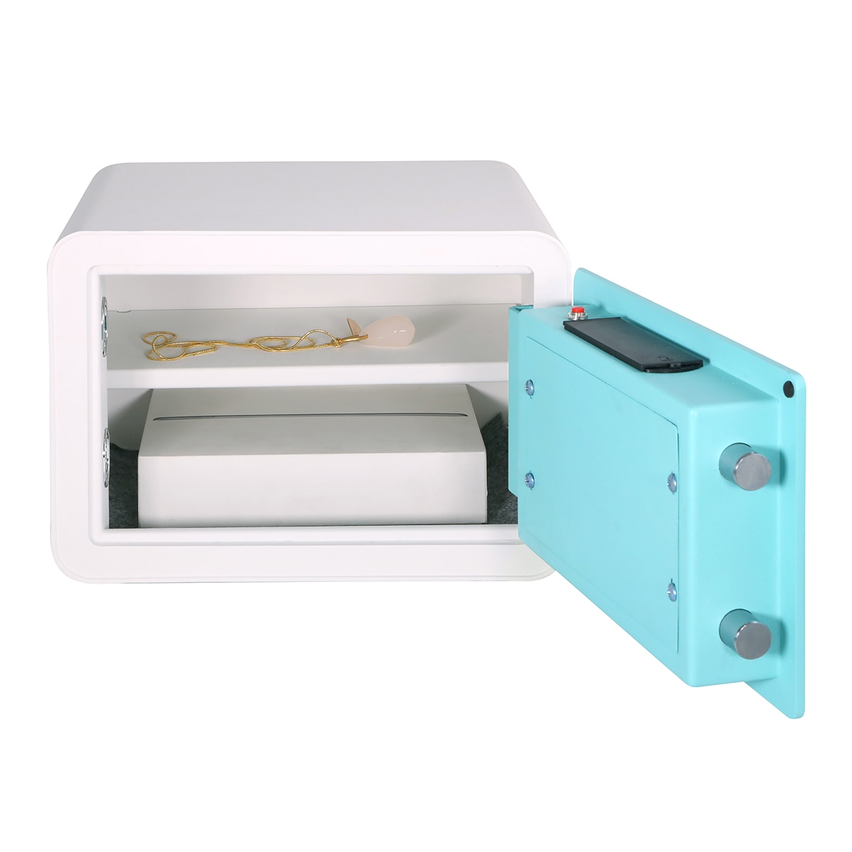 Caja Fuerte de Sobreponer Vintage Blanco / Turquesa-3