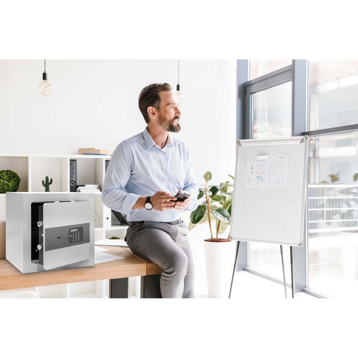 Cofre Eletrónico de Sobrepor Quartzo E-40 Cinzento-7