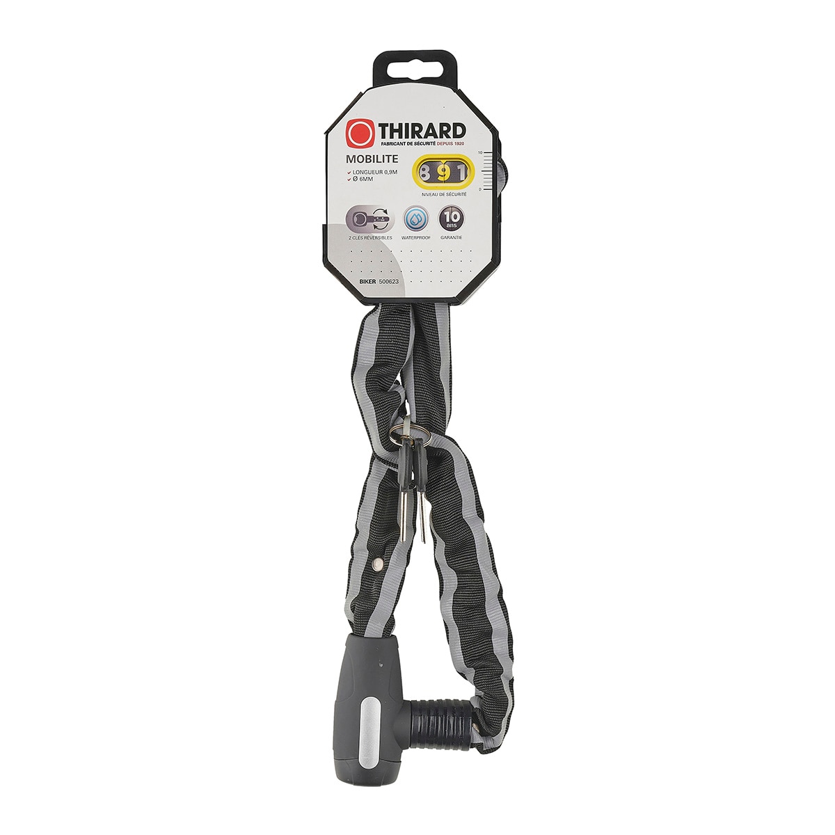 Cadena Antirrobo de Acero Bike Ø 6 mm Llave Negro / Gris-2
