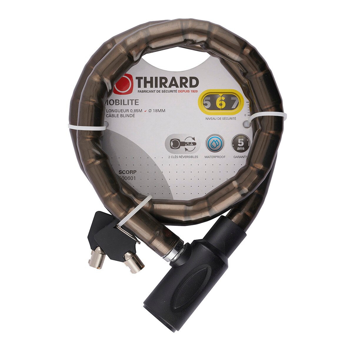 Cable Antirrobo de Acero Scorp Ø 18 mm Llave Negro-2