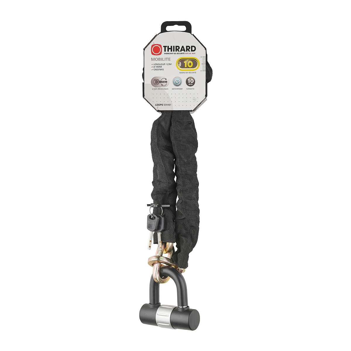Cadena Antirrobo de Acero Loops Ø 10 mm con Candado Negro-3