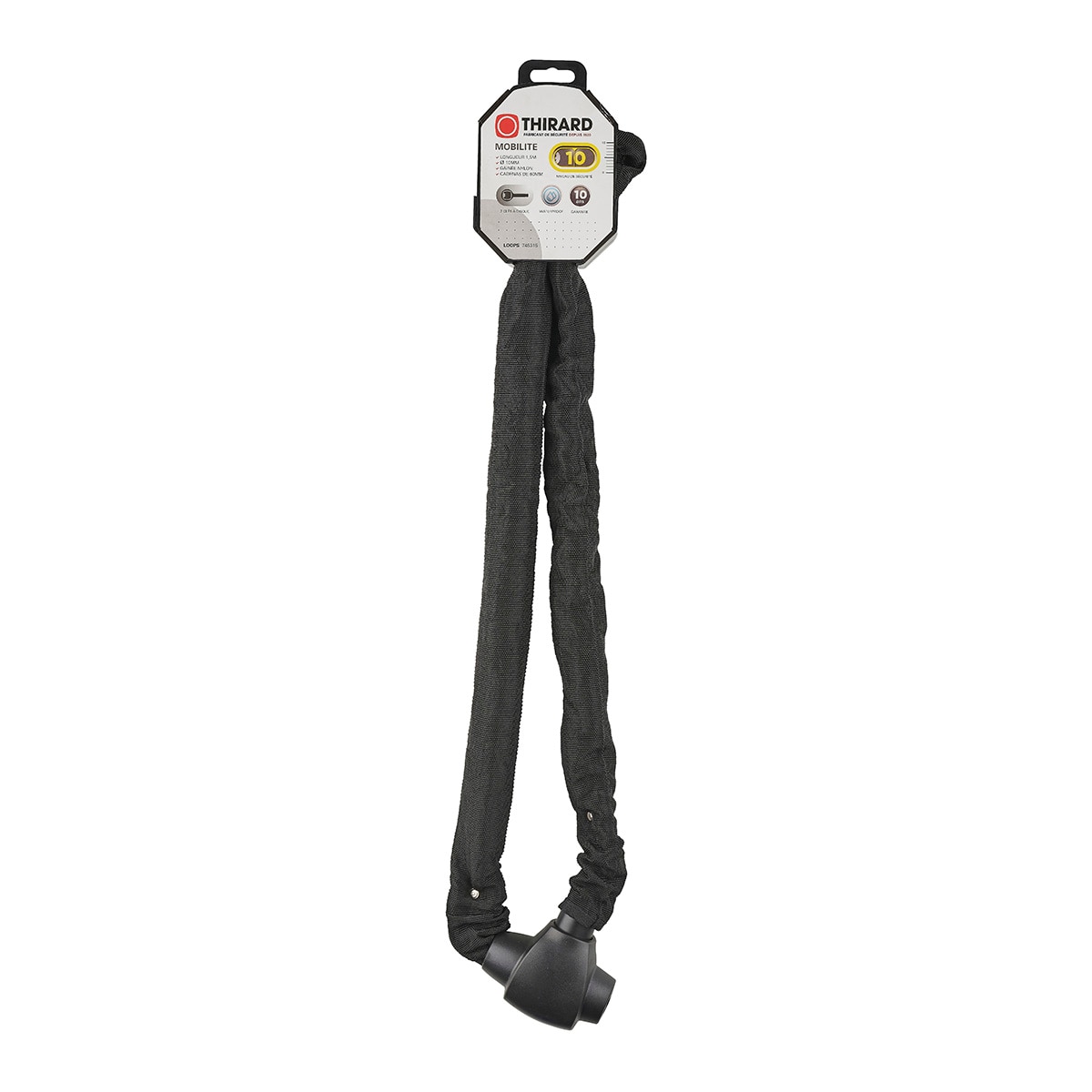 Corrente Antirroubo de Aço Loops Ø 10 mm Chave Preto-2