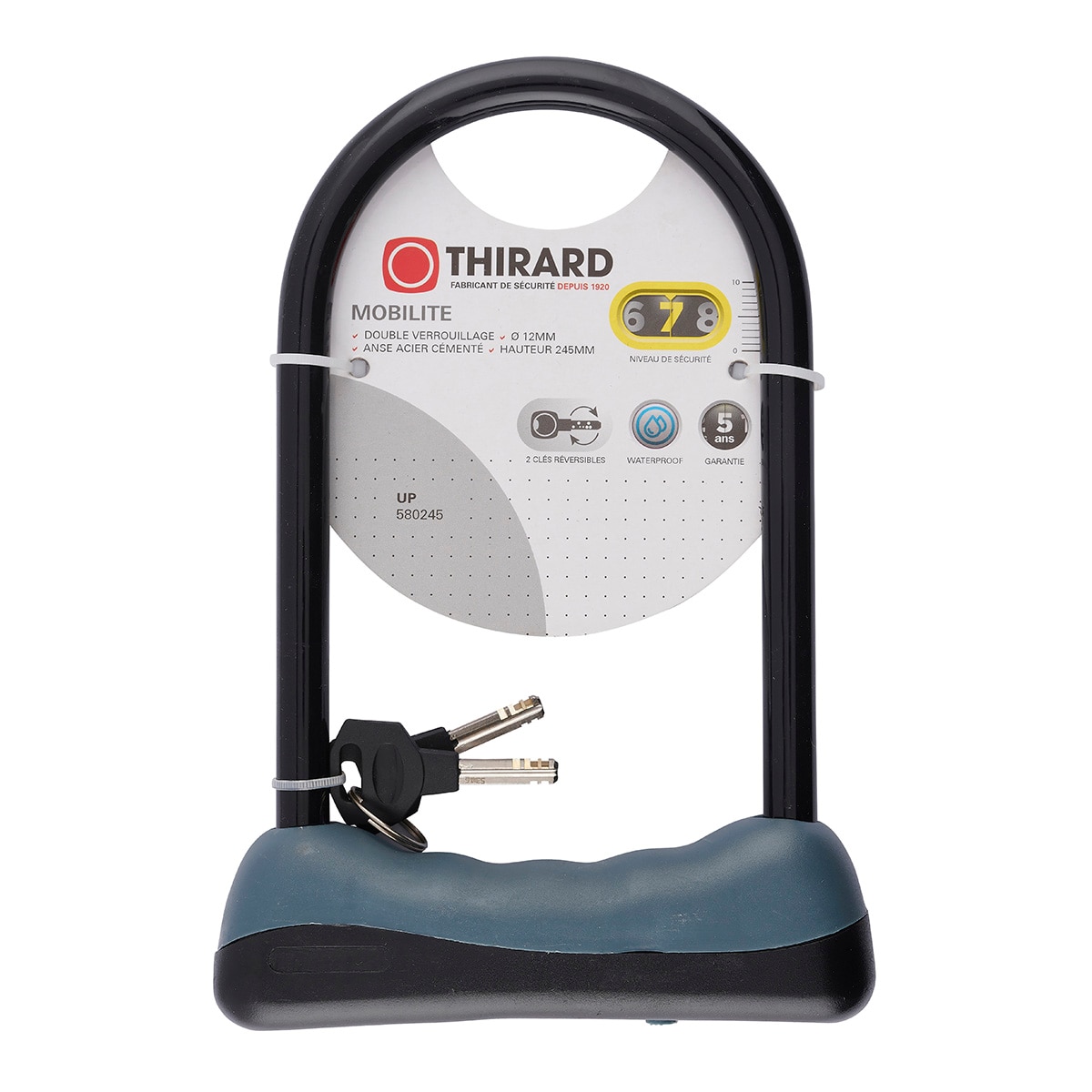 Antirrobo Acero con Arco Ø 12 mm - 245 mm Llave Negro-2