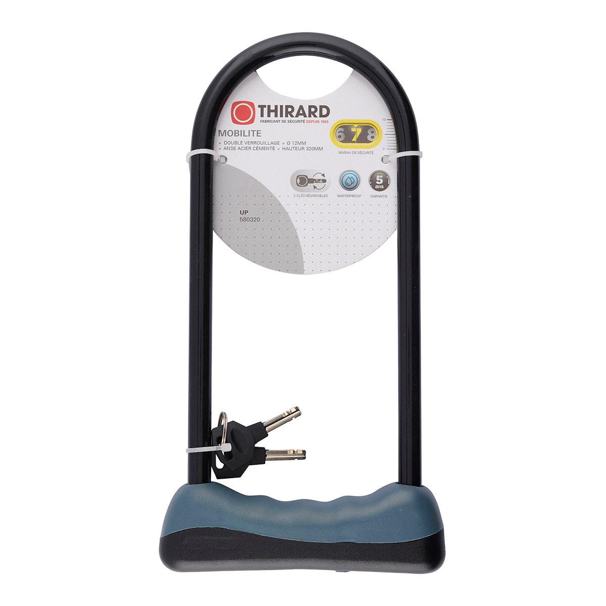 Cadeado Antirroubo de Aço com Arco Ø 12 mm - 320 mm com Chave Preto-2