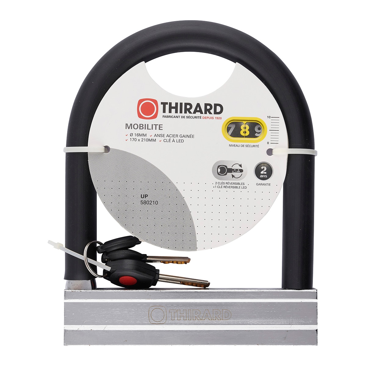 Antirrobo Acero en U con Arco Ø 16 mm - 210 mm Llave Negro-2