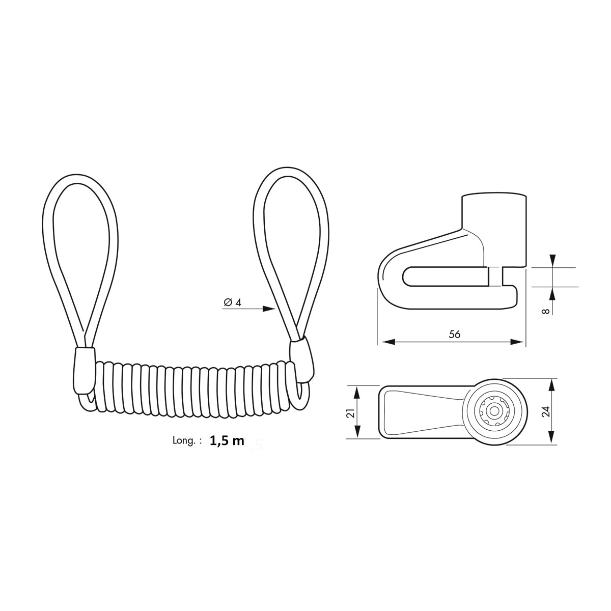 Antirrobo Bloqueo Patinete 1,5 m Negro-3