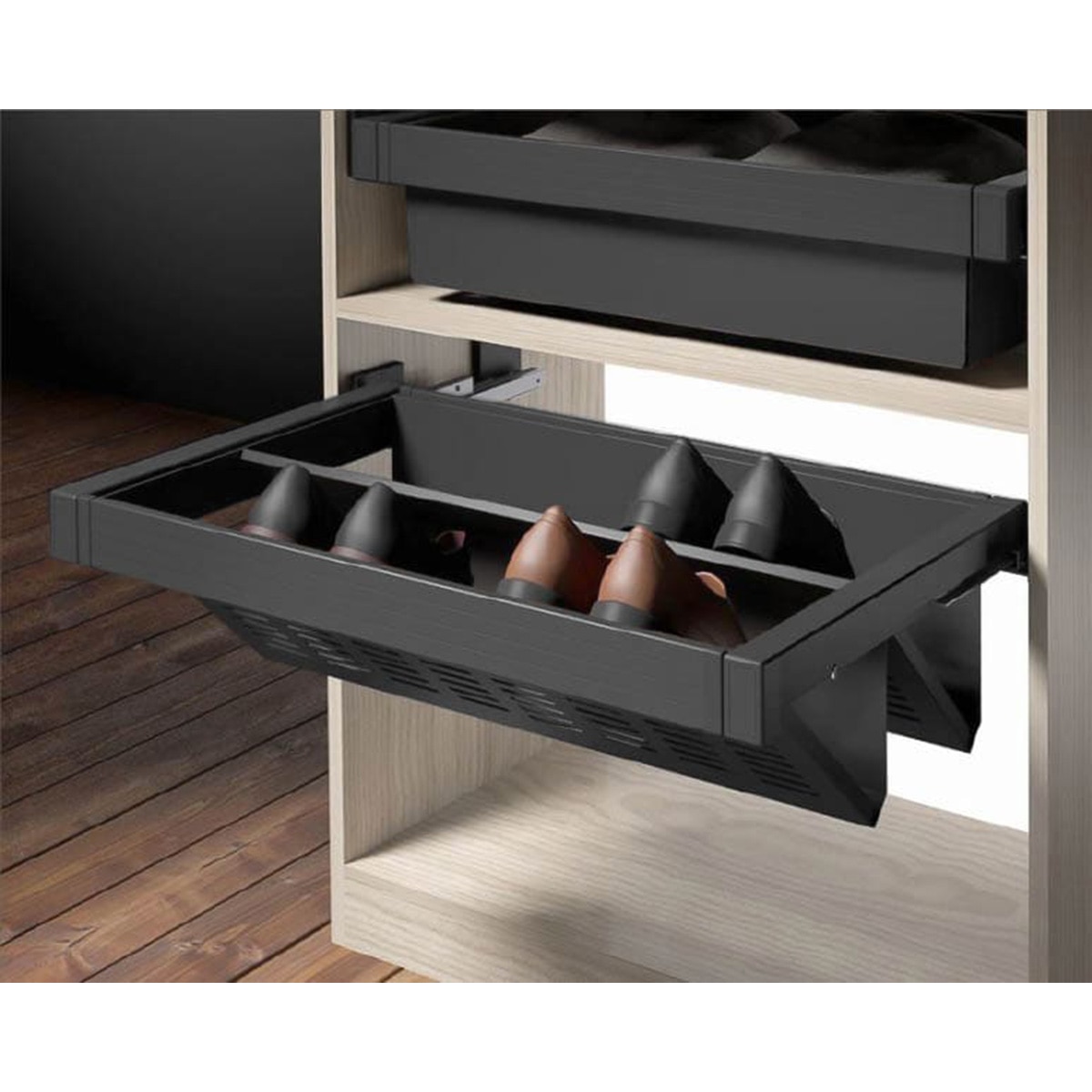 Zapatero Extraíble 60 cm para Interior de Armario Antracita-2