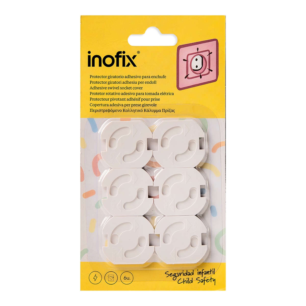 Protector enchufe giratorio 6uds Blanco-3