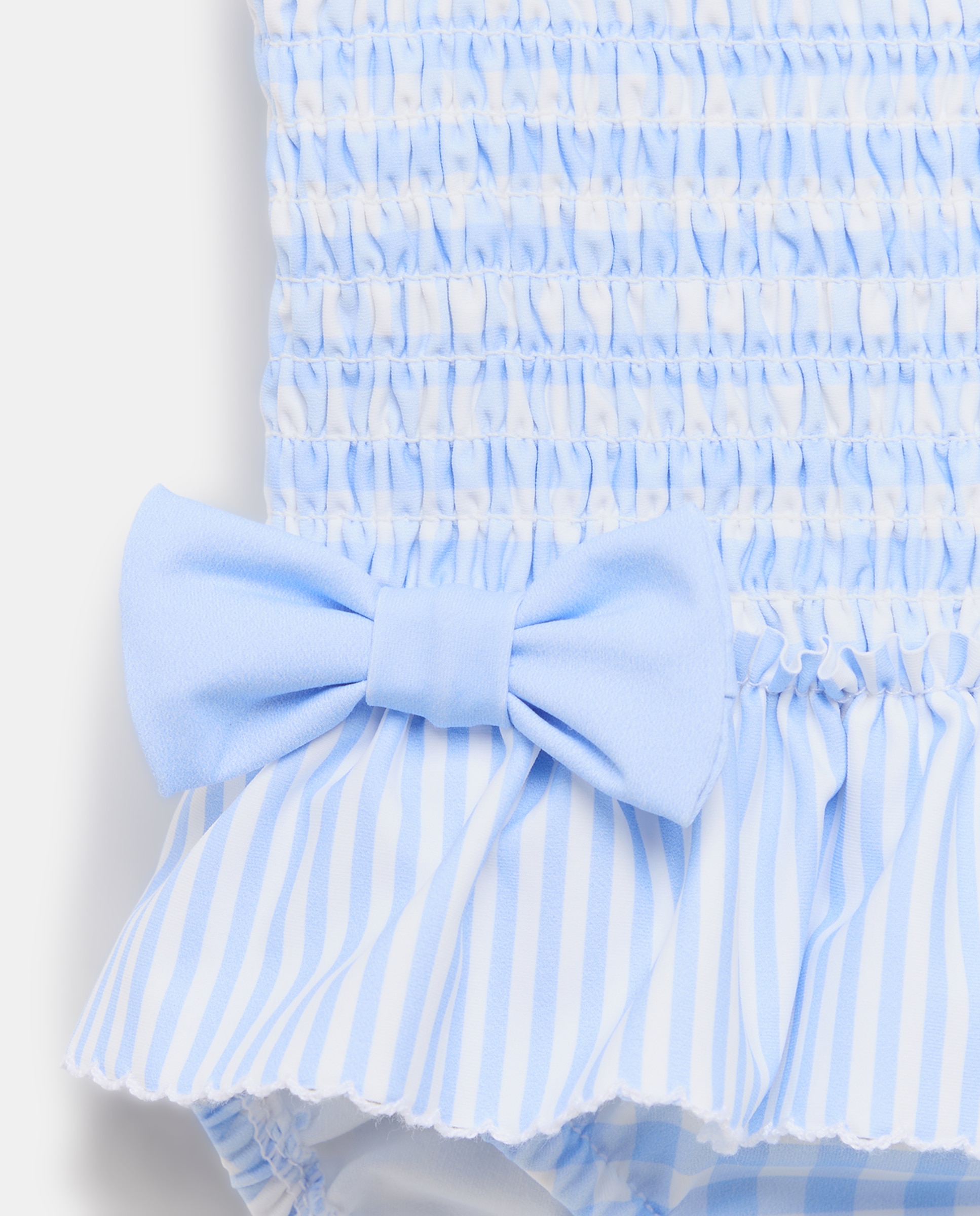 Fato de Banho Vichy de Bebé com Folhos e Riscas Baby El Corte Inglés Azul-3