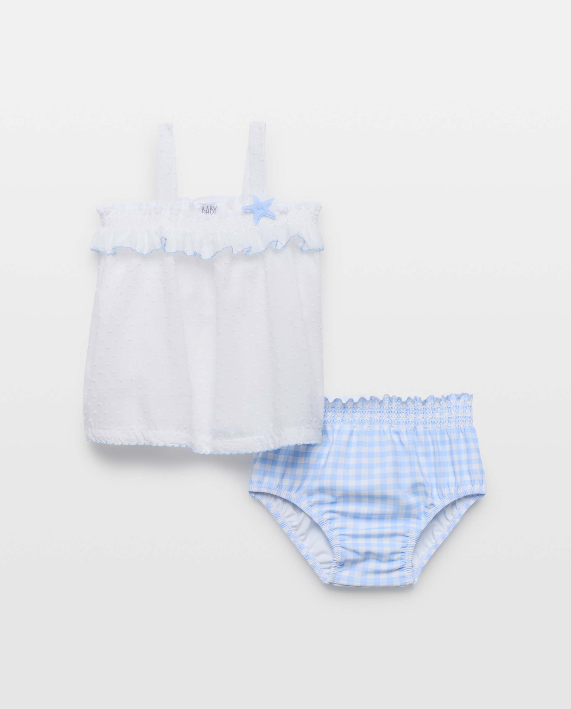 Conjunto de bebé niña con bordado de estrella - Baby El Corte Inglés - Azul Azul-1