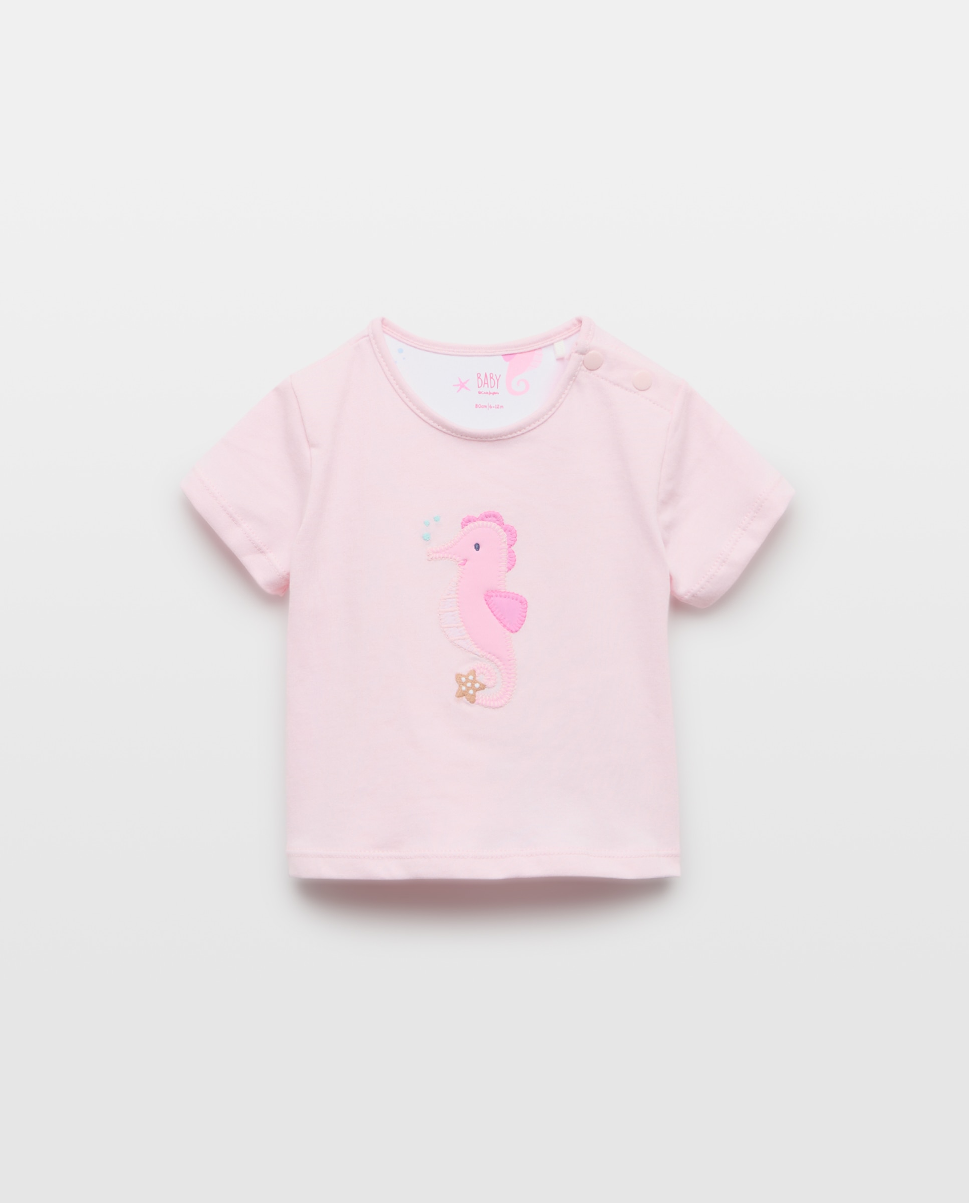 Imagen 0 de Camiseta de algodón de bebé con print de caballito de mar Rosa