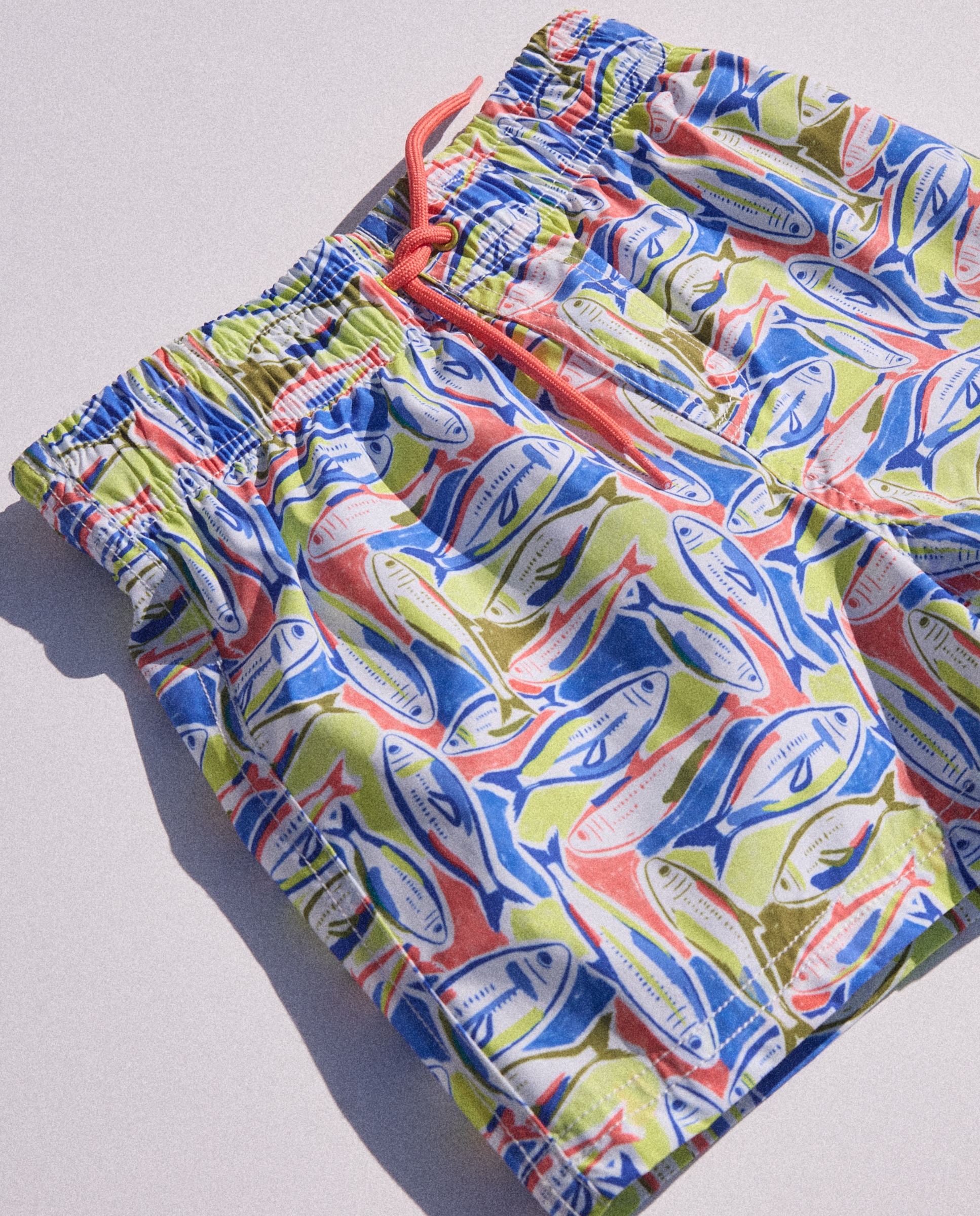 Bermudas às Cores com Peixes Abstratos Multicolor-3