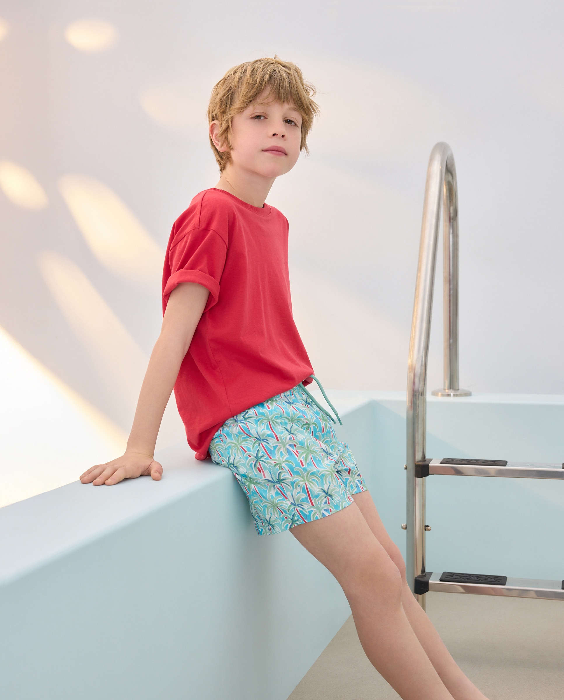 Bermudas Joy com Palmeiras Aquarela Azul-marinho-2