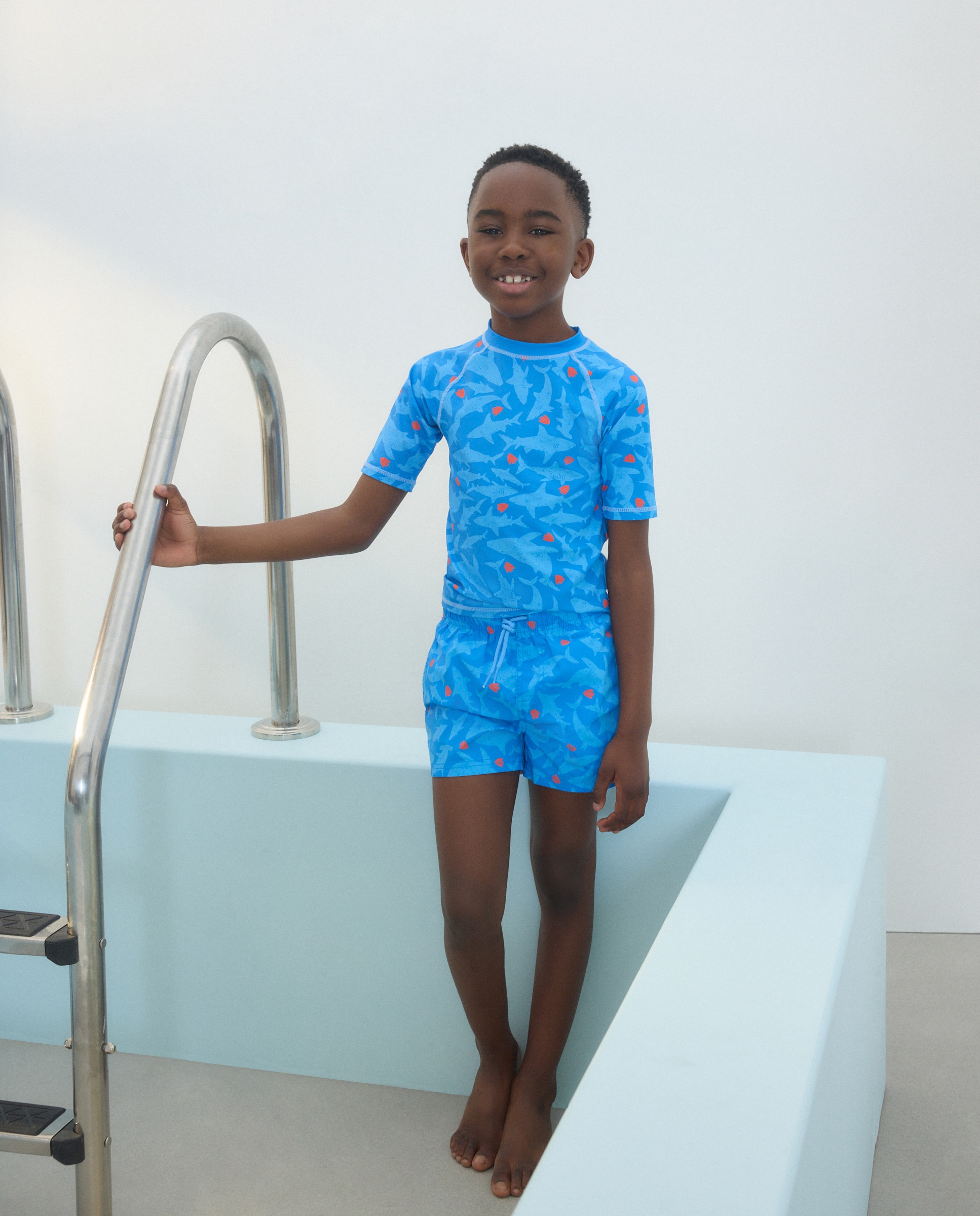 Bañador de algodón bordado de niño - Kids El Corte Inglés - Azul Azul-1