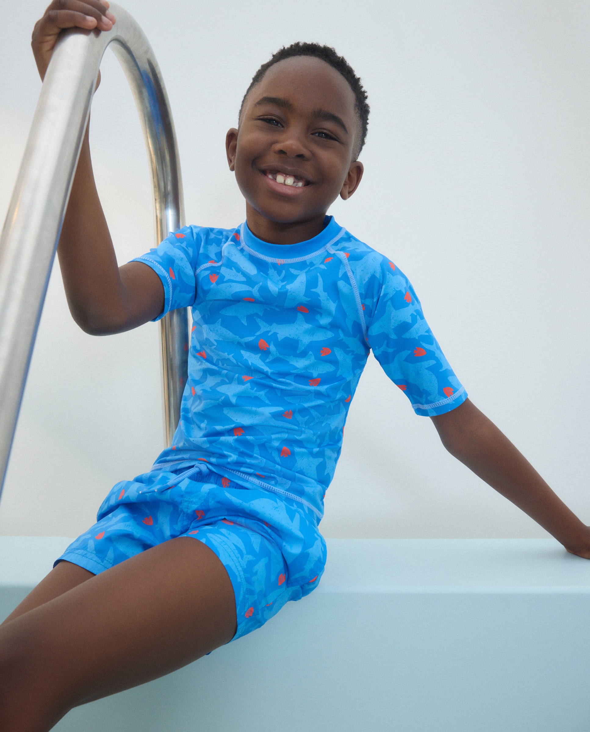 Bañador de algodón bordado de niño - Kids El Corte Inglés - Azul Azul-2