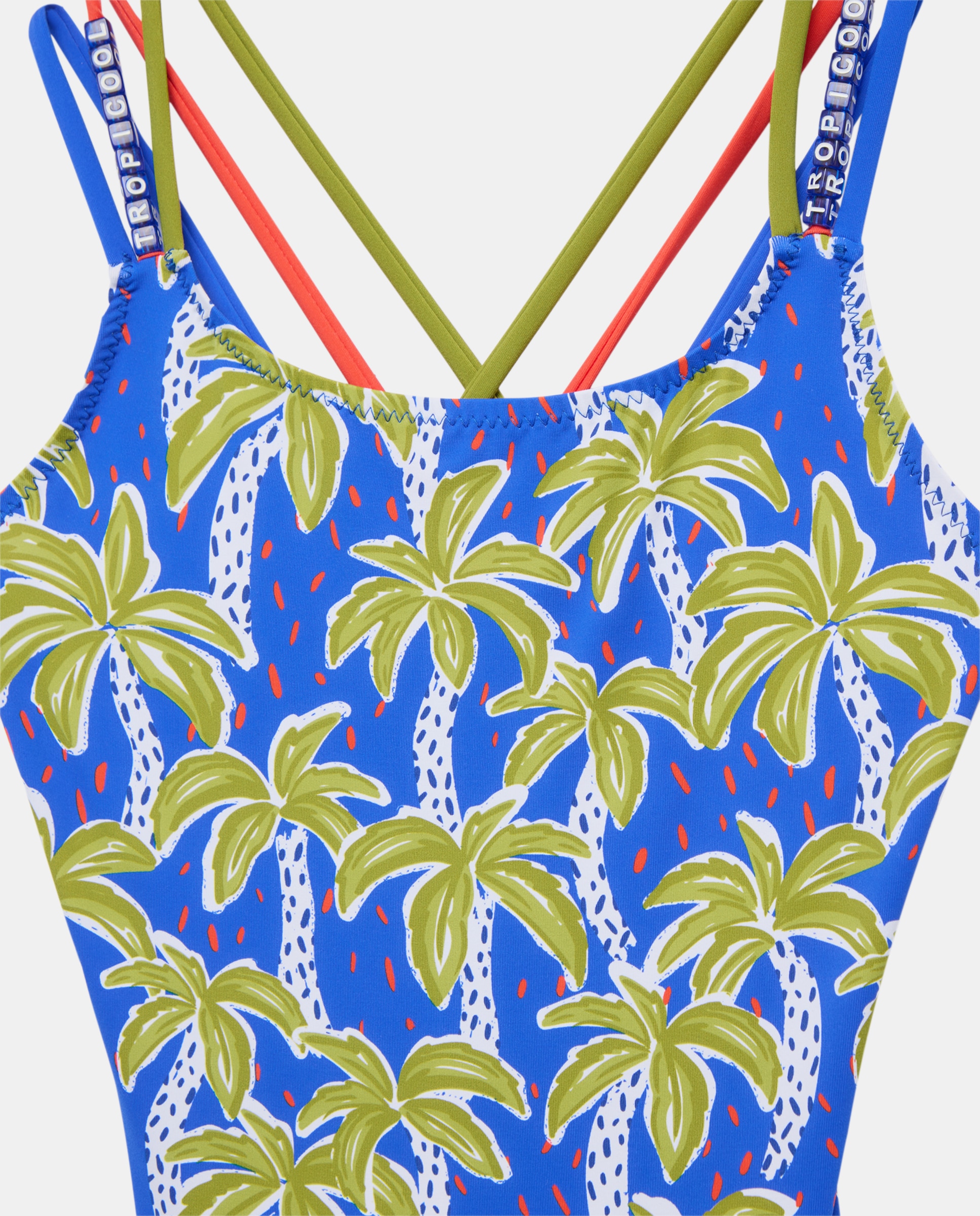 Fato de Banho às Cores com Palmeiras Azuis Azul-marinho-5