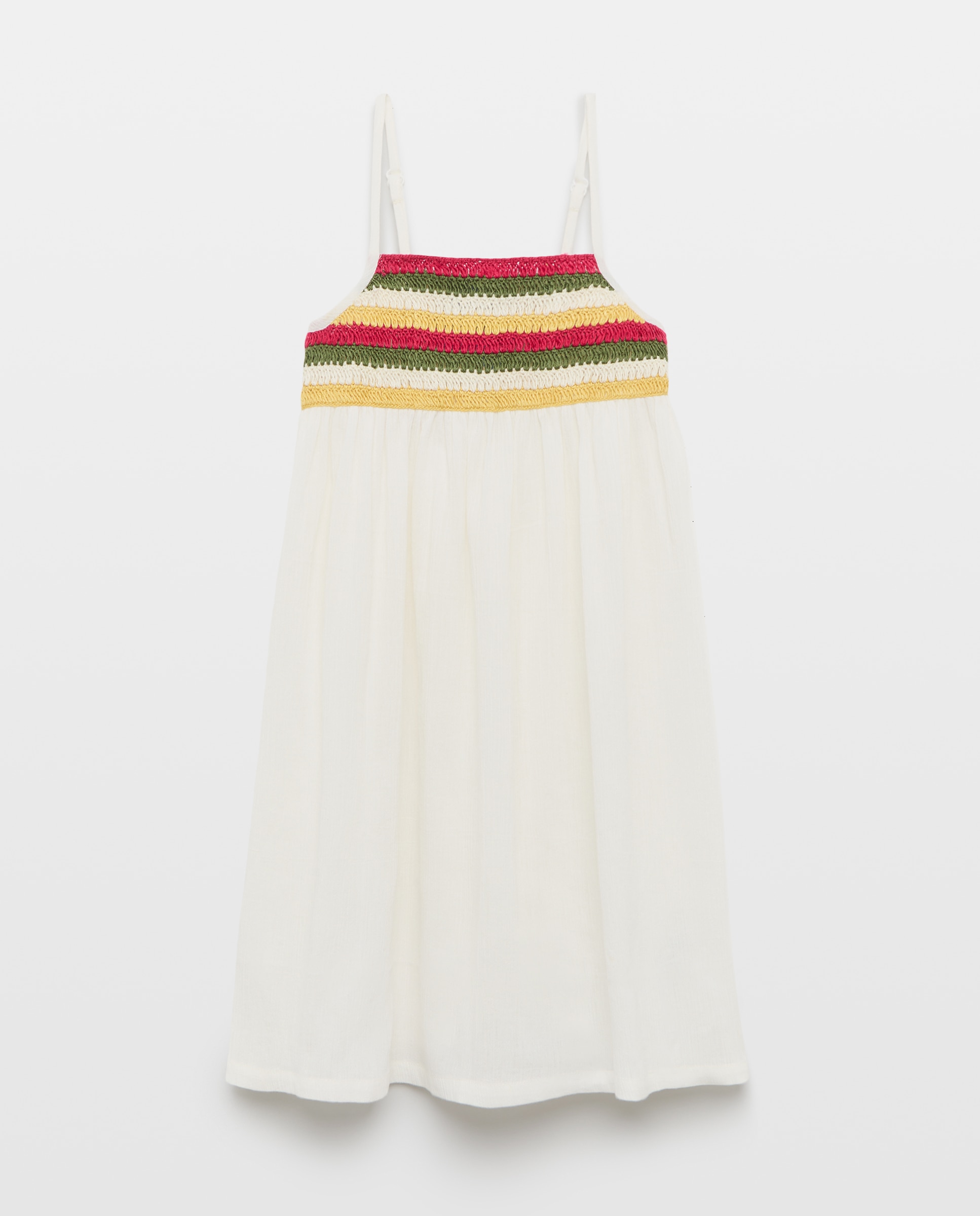 Vestido de Chiffon com Crochet Kids El Corte Inglés Branco-marfim-4