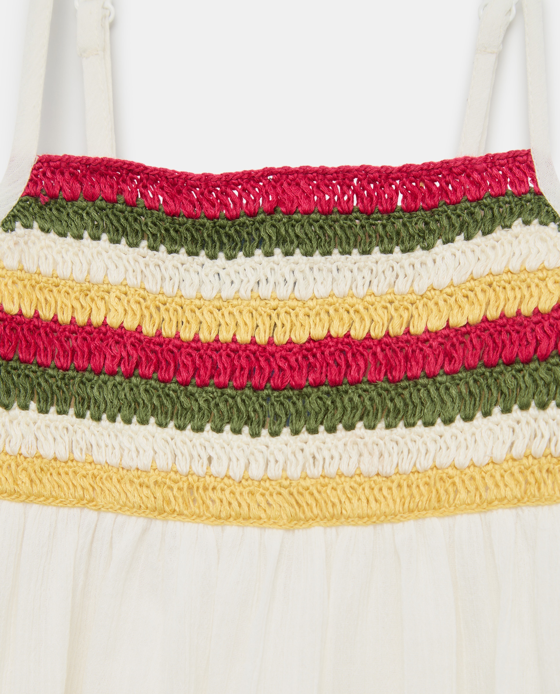 Vestido de Chiffon com Crochet Kids El Corte Inglés Branco-marfim-5